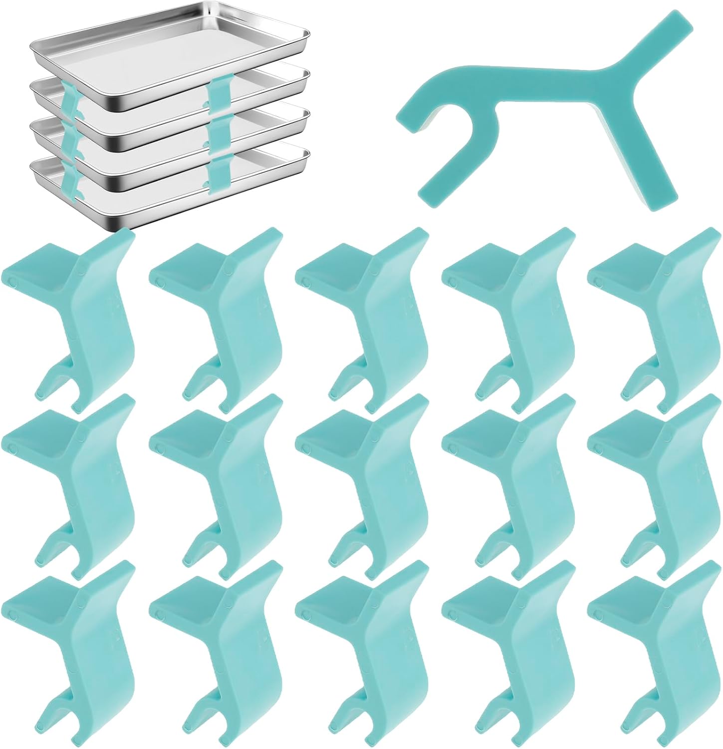 Set Mit 16 Stapelbaren Backblechstützen – Platzsparend, Wiederverwendbar Und Vielseitig – Für Gefriertrocknerbleche (5 X 3 X 2,5 Cm)