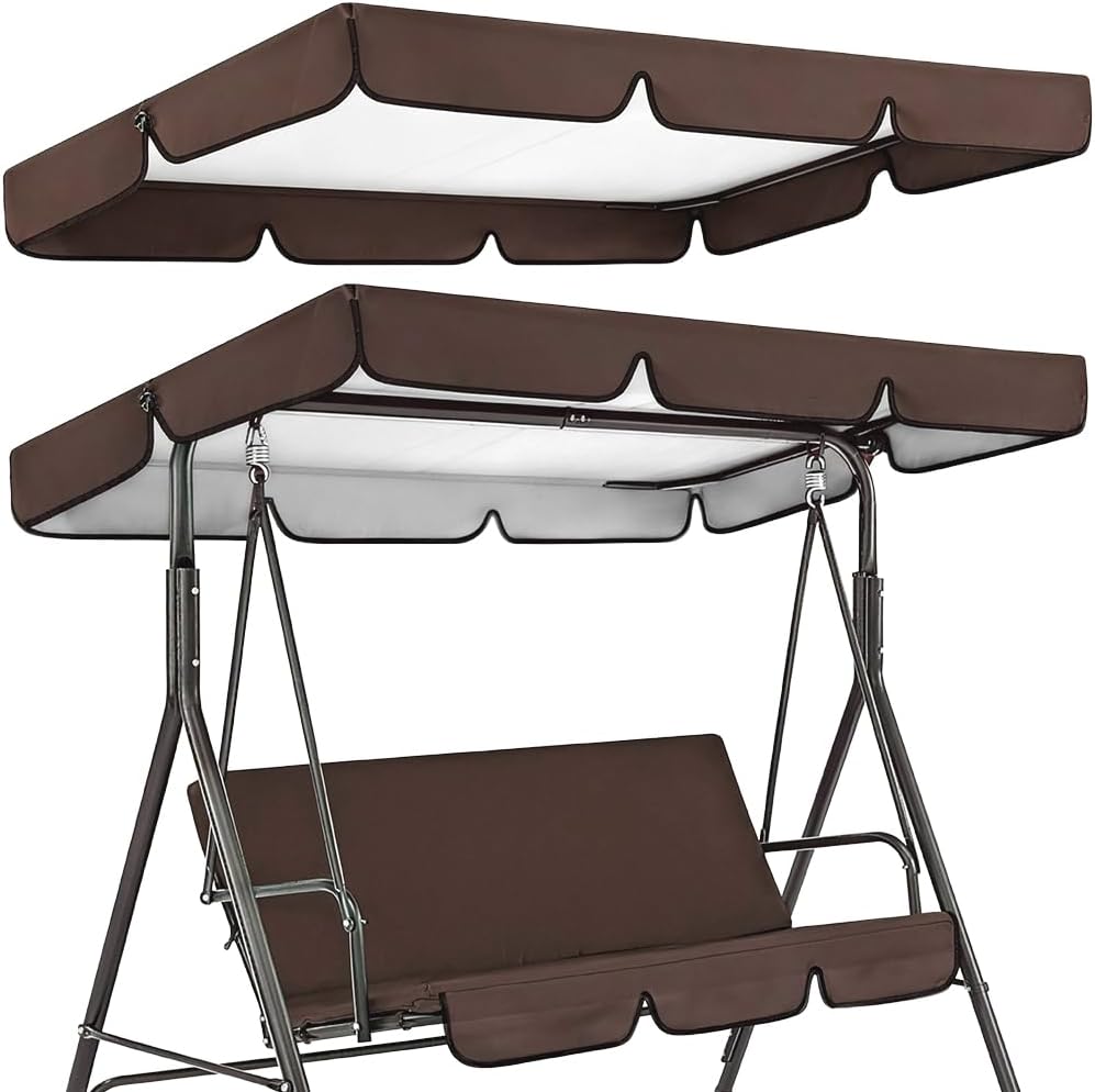 Ersatzdach (195 X 125 X 15 Cm) Für Gartenschaukeln, Terrassenschaukeln, 3-sitzer-schaukelstühle, Terrassen Oder Veranden. Wasserdicht Und Uv-beständig. Farbe: Kaffeebraun.
