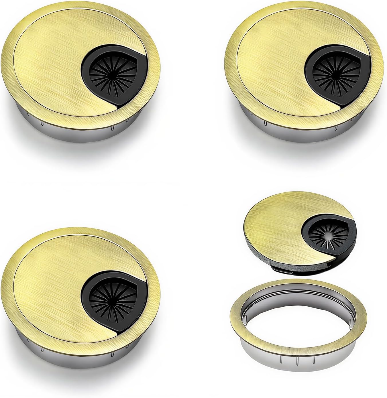 4-teiliges Kabelmanagement-set Für Schreibtische, Runde Kabeldurchführungen Ø 47–50 Mm, Kabeldurchführungen Aus Zinklegierung, Kabelorganizer Aus Bronze, Für Schreibtische, Arbeitsplatten Und Tv-ständ