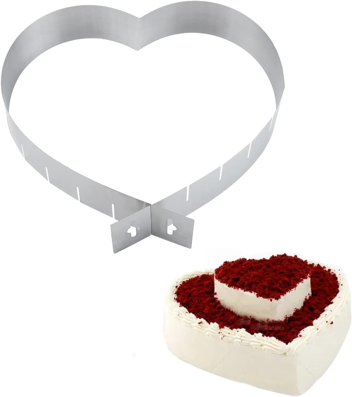 Herzförmige Mousse-ringe In 6 Größen, Große Verstellbare Form, Hitzebeständig, Für Kuchen, Mousses Und Desserts