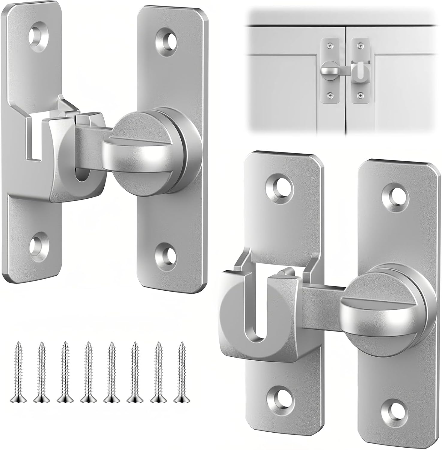 Schiebetürriegel Aus Silberfarbener Aluminiumlegierung, Schnellverschluss Und Türverriegelung Für Badezimmer, Schlafzimmer, Scheunentüren, Fenster