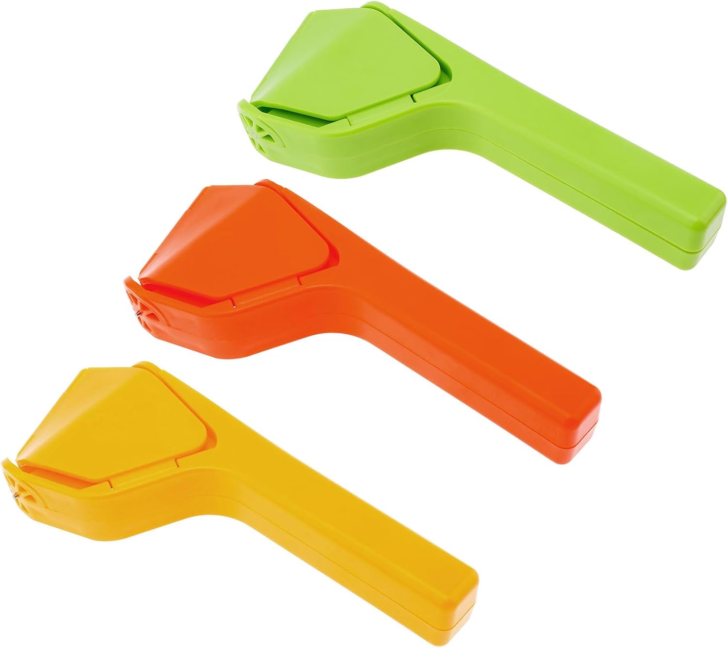 Set Aus 3 Faltbaren, Manuellen Zitruspressen Zur Platzsparenden Entsafterherstellung. Manuelle Entsafter Mit Seitlichem Drehpunkt Für Optimale Hebelwirkung.