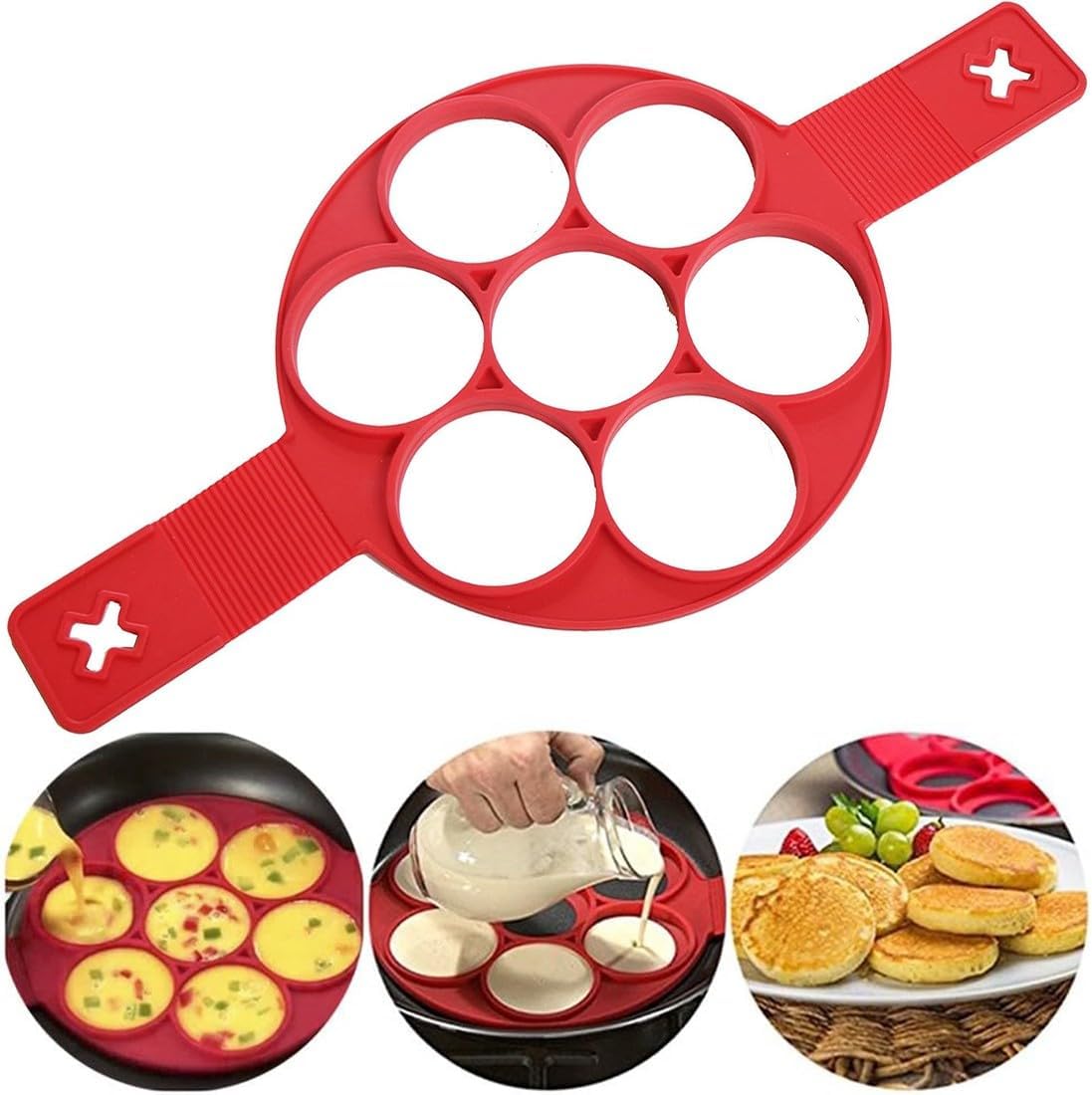 Pfannkuchenform, Runde Silikon-pfannkuchenformen, Crêpe-form, Eierpochierer-backform, Ringförmige Pfannkuchen- Und Kuchenform Für Muffins, Eiergebäck, Herz