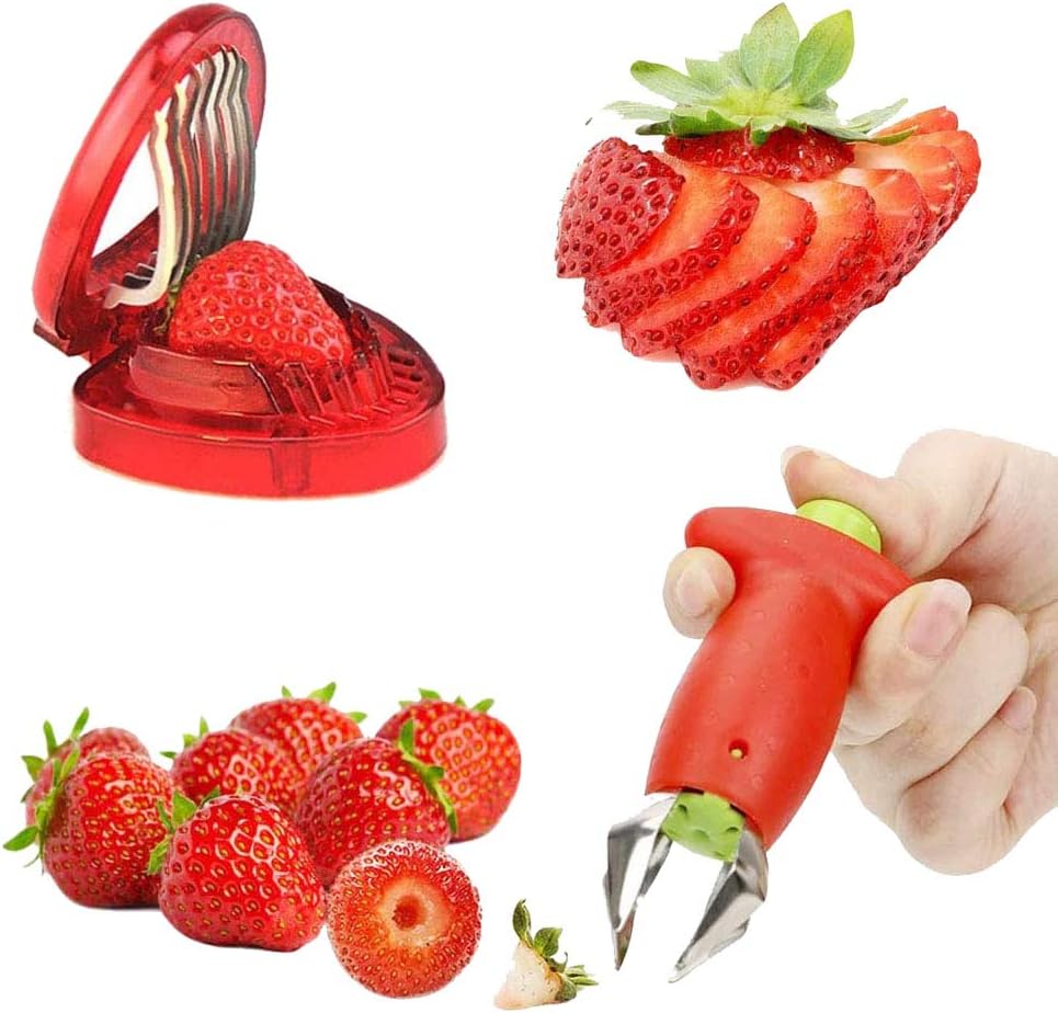 Erdbeerschneider, Erdbeerentkerner, Tomatenschäler, Edelstahl, Für Die Obstverarbeitung In Der Küche, Erdbeerschneider (rot)