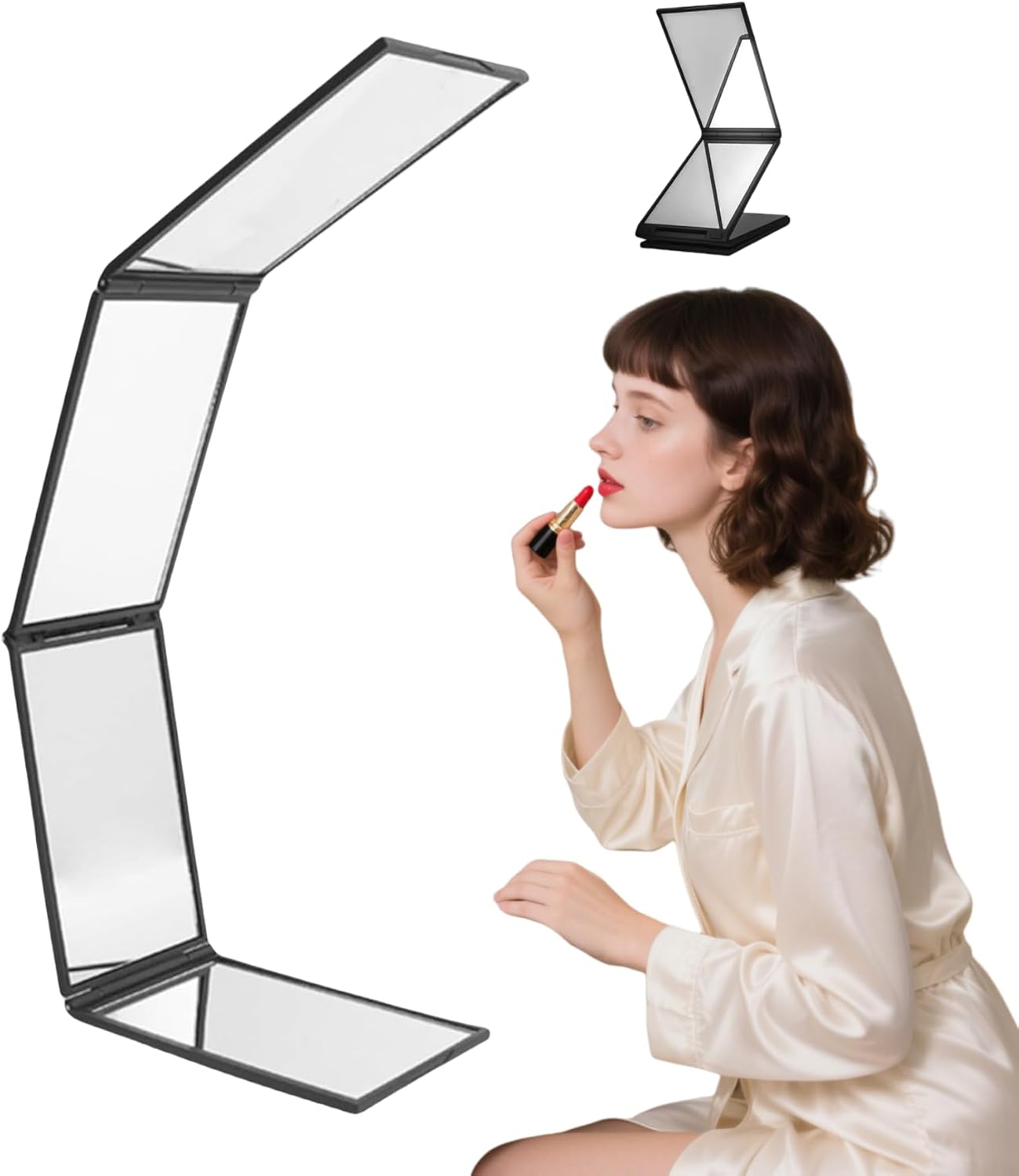 Professioneller 360°-spiegel – Kosmetikspiegel Mit 4-wege-funktion Und Reinigungstuch Schminkspiegel Mit 360°-drehfunktion Für Make-up, Haarschnitt Und Rasur Premium