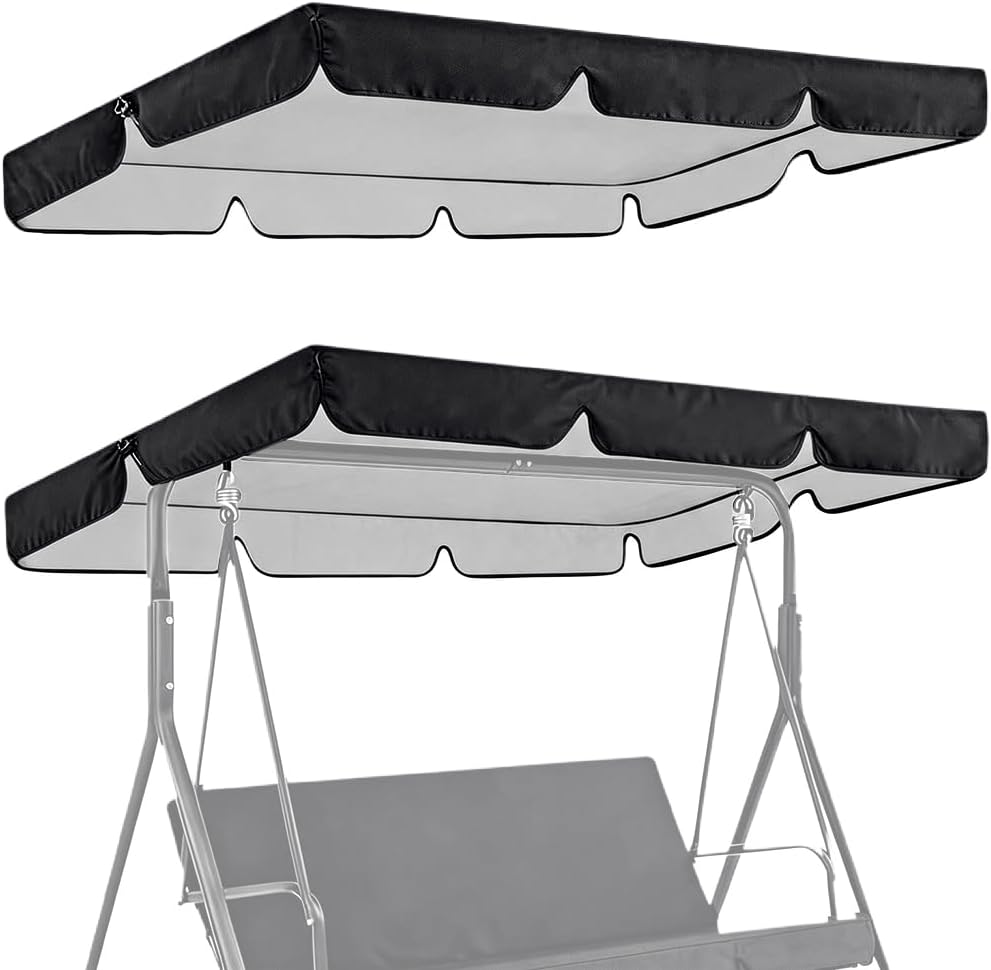 Schwarzes Ersatz-sonnendach Für 3-sitzer-gartenschaukel (132 X 15 X 190 Cm) Aus 210d Oxford-gewebe Mit Uv-schutz. Auch Für Hängesessel Geeignet. (1 Stück)