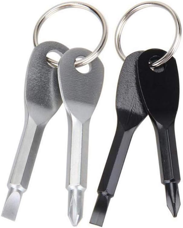 4-teiliges Taschenschraubendreher-set, Schraubendreher-schlüsselanhänger, Mini-schraubendreher, Schlüsselring-set, Schlitz- Und Kreuzschlitzschraubendreher, Präzisionsgegossenes Stahlmaterial (schwarz