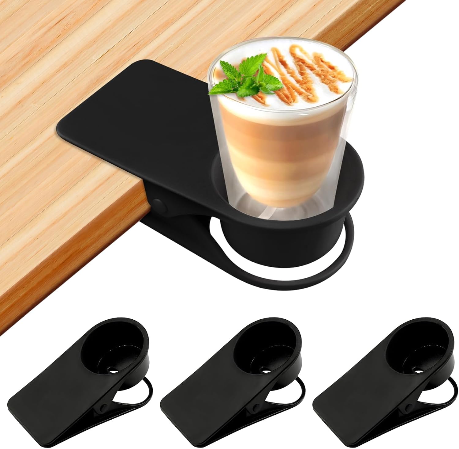 Clip-on Becherhalter, 3-teilig, Stuhl-/schreibtischhalter, Flaschen-/glashalter, Mit Aufbewahrungsgurt Und Topfpflanzenmulde, Kaffee- Und Getränkehalter, Für Den Gebrauch Zu Hause Und Im Büro.