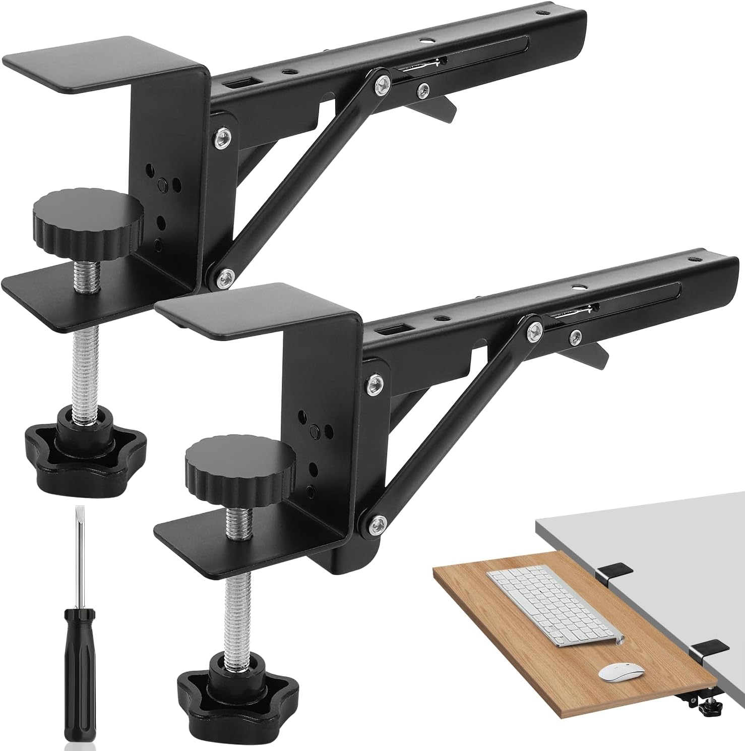 Tischverlängerung, Klappbare Montagehalterung Für 8-zoll-tischplatten 2-teilige, Klappbare Tastaturablagen, Schwarz, Tischverlängerung Für Computertische Und Arbeitsplätze