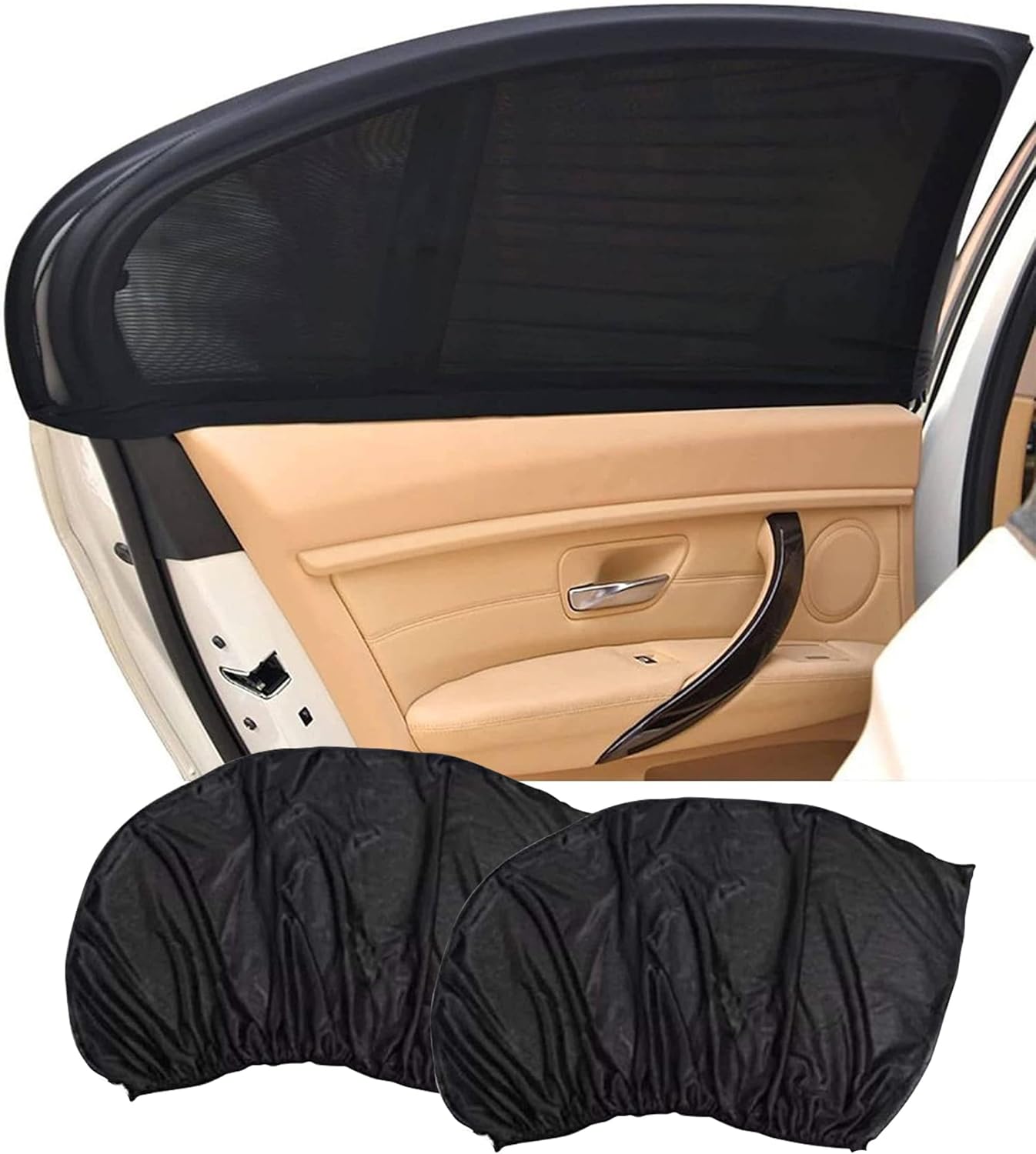 2 Stück Sonnenschutzsocken Für Autofenster, Sonnenschutz Für Babys Und Haustiere, Blockiert Uv-strahlen, Moskitonetz, Kompatibel Mit Den Meisten Suvs, Lkws Und Pkw