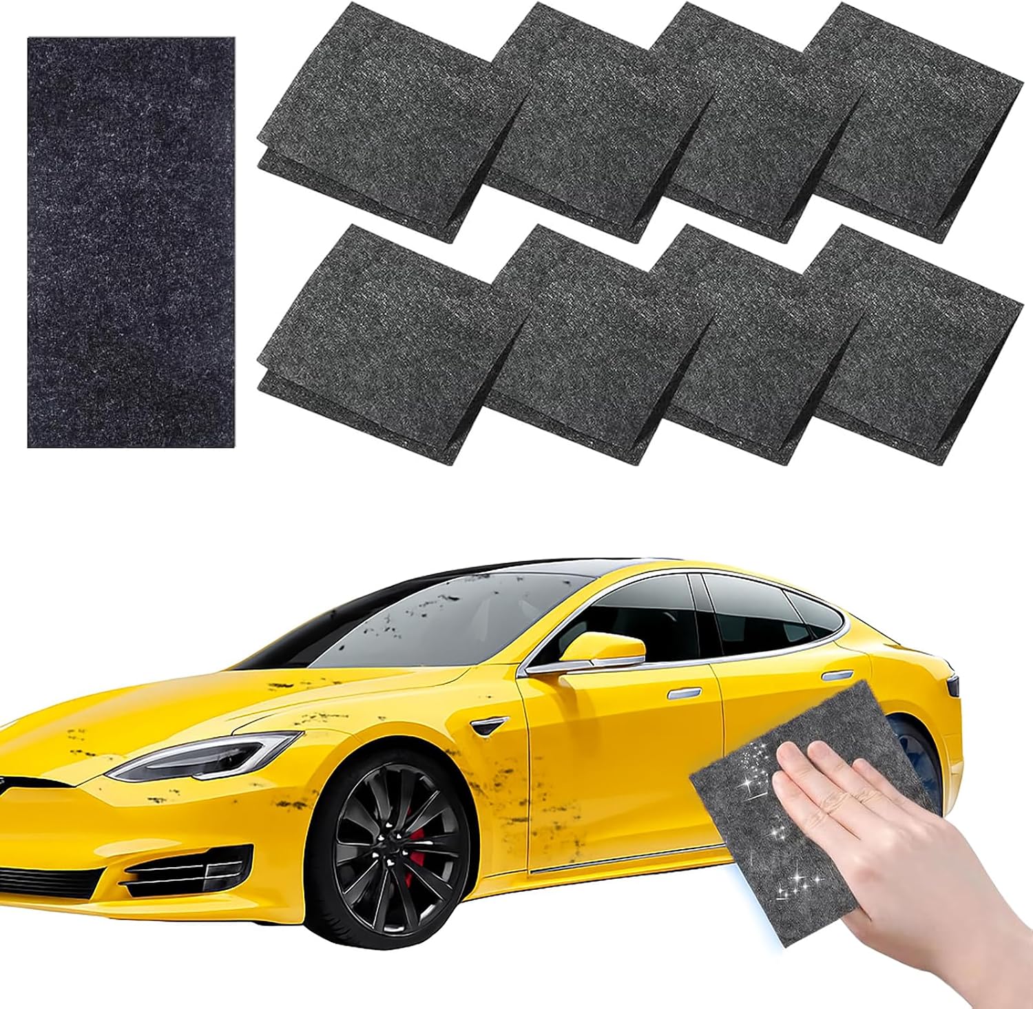 8-teiliges Nano-antikratz-tuch Für Autos, Schnelle Kratzerentfernung, Kompatibel Mit Allen Karosseriefarben, Repariert Kleinere Kratzer Ohne Polieren Und Stellt Den Glanz Wieder Her (10 20 Cm)