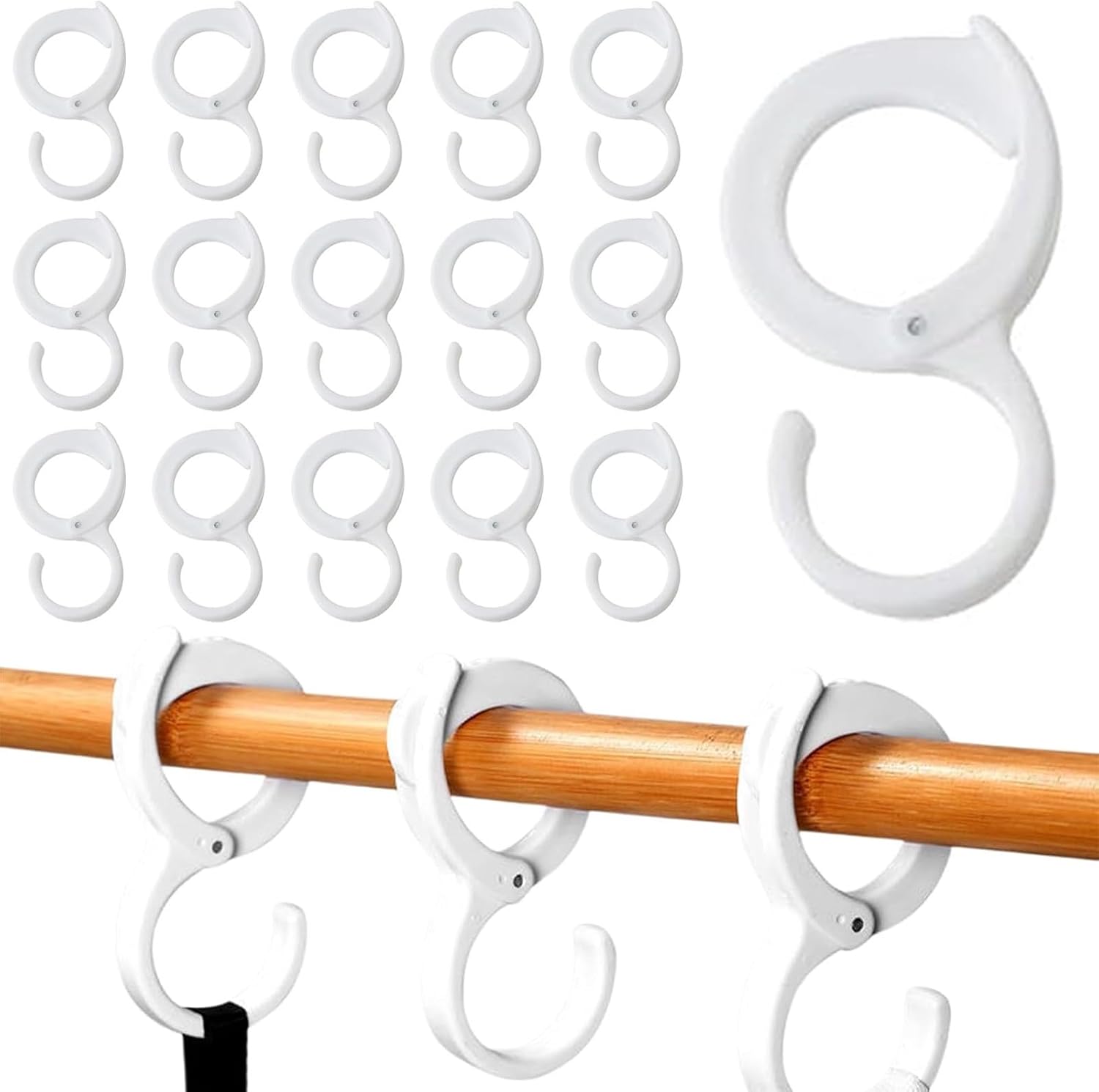 Set Mit 15 Weißen Kleiderhaken Mit Schlaufen – Aus Bruchsicherem Kunststoff – Große Haken Für Kleiderstangen – Für Kleiderschrank, Küche, Schlafzimmer, Badezimmer Und Garten