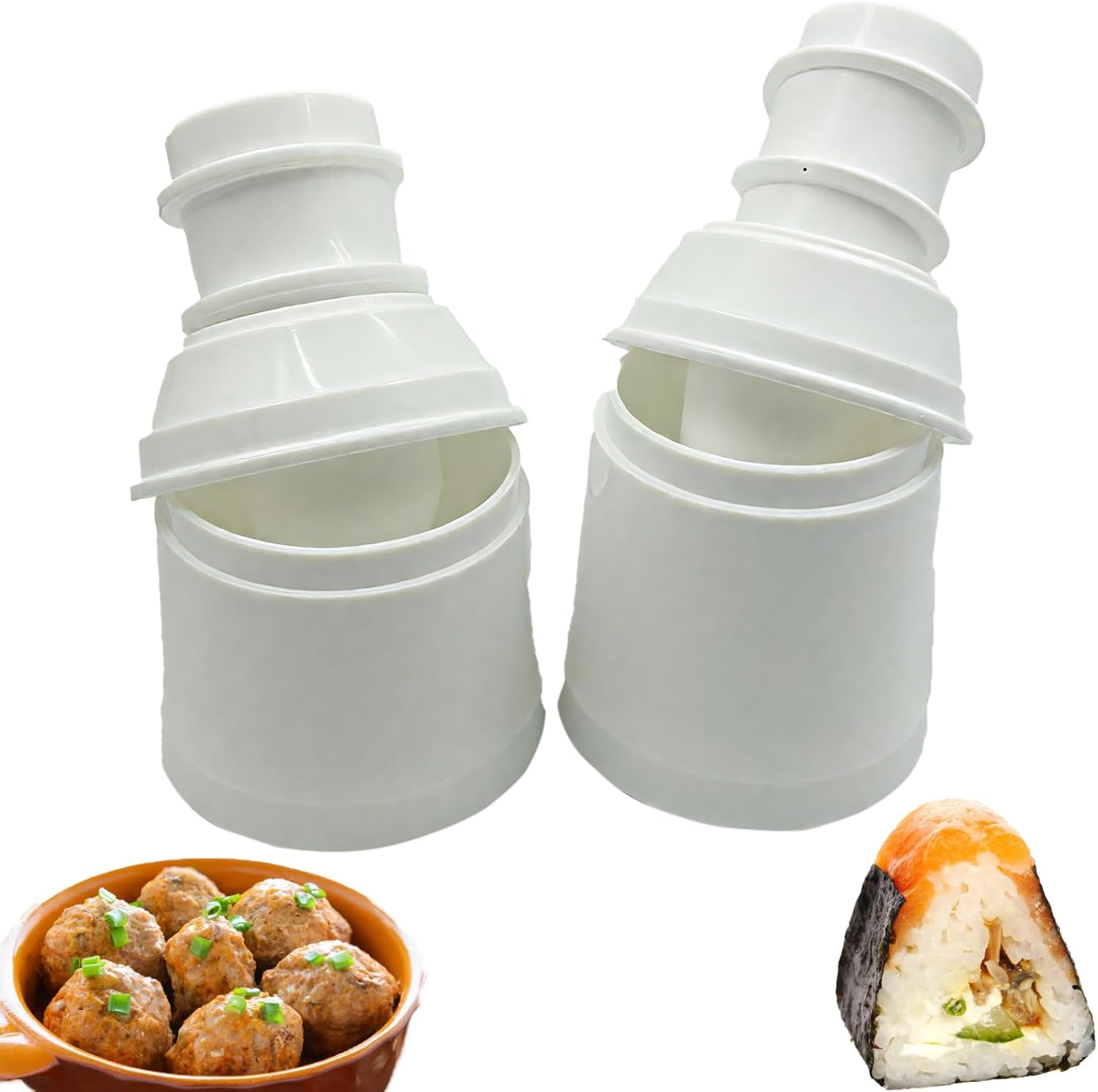 Set Mit 2 Reisbällchenformen, Onigiri-form 3 In 1, Zur Zubereitung Von Reisbällchen, Fischbällchen Und Wonton, Sushi