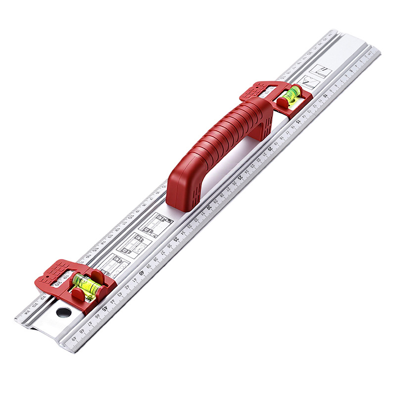 Schneidelineal Mit Griff Und Wasserwaage, 50 Cm