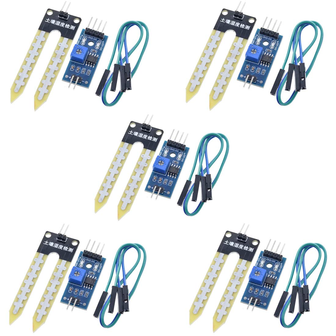 Packung Mit 5 Lm393 Bodenfeuchtesensoren (3,3 V – 5 V) — Feuchtigkeitsmessmodul Für Arduino, Automatische Bewässerungssysteme Und Intelligente Mobile Roboter