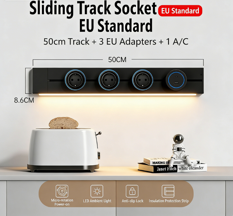 Intelligentes Büroküchen-schienensystem Gemäß Europäischen Standards, 8000 W Und 32 A Multifunktionssteckdose Mit Usb A/c (50 Cm).