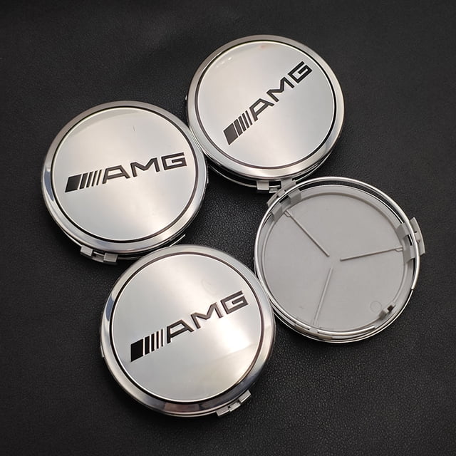 Satz Mit 4 Radkappen (75 Mm) Für Mercedes-benz Amg – Modelle W176, W177, W204, W205, W212, W213, W206, X253, W117, W167 (a-, E- Und C-klasse) – Silberfarben