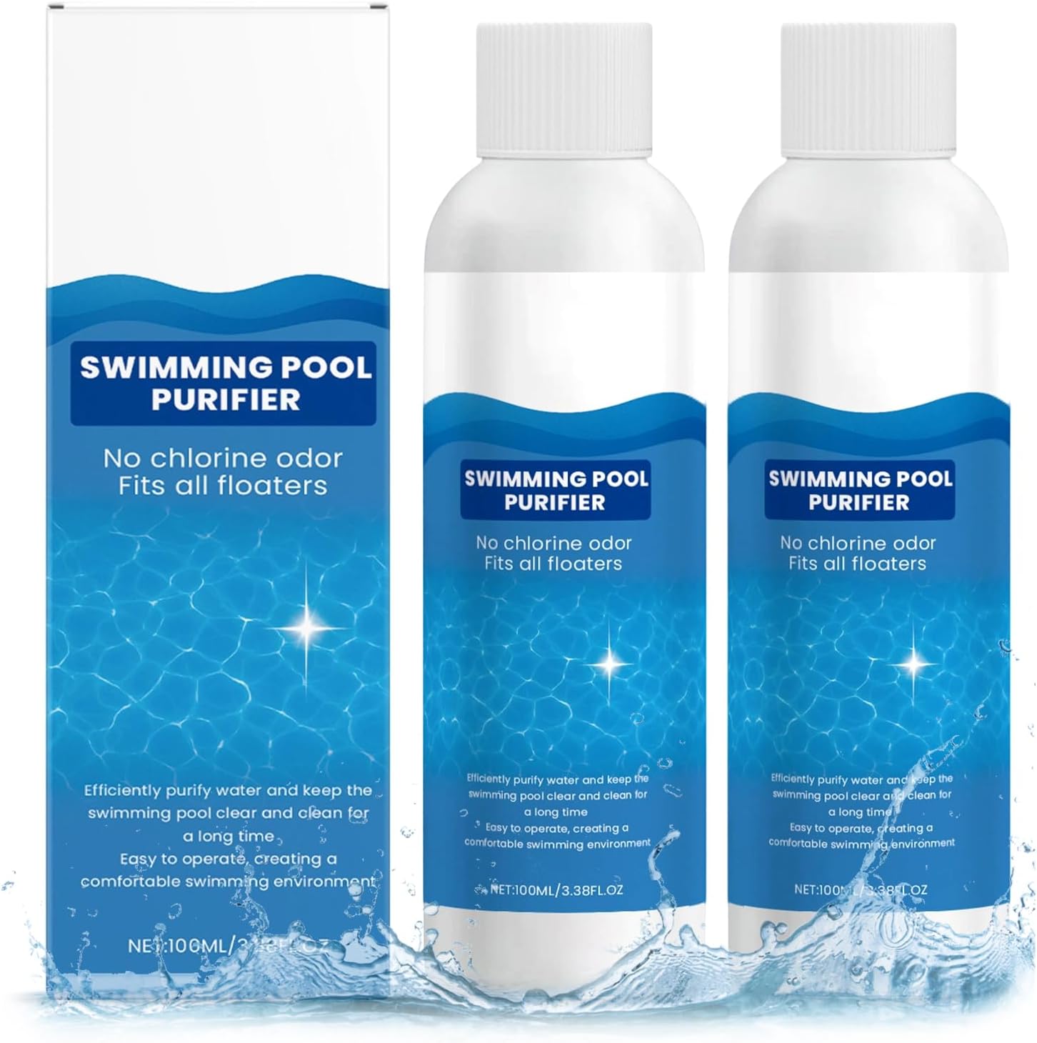 Schwimmbadwasserreiniger, Flüssiger Poolreiniger, Hält Das Wasser Kristallklar, Geeignet Für Alle Oberirdischen Und Eingelassenen Schwimmbecken.