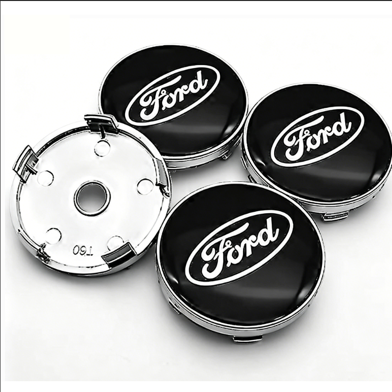 Satz Mit Vier Schwarzen 60-mm-radnabenabdeckungen Für Ford.