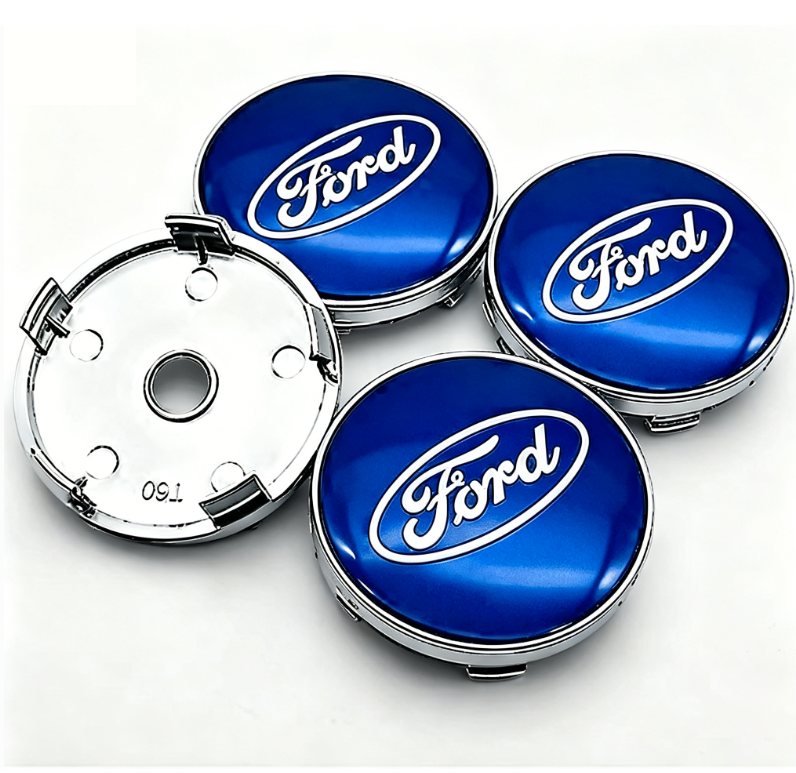 Ein Satz Von Vier 60-mm-radnabenabdeckungen Für Ford, Blau.