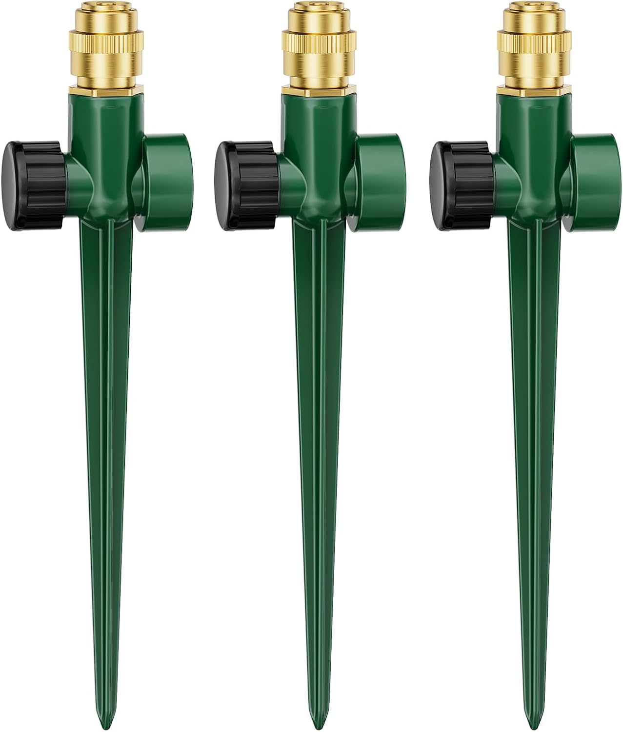 Set Aus 3 Robusten Metall-rasensprengern 360° Verstellbarer Gartensprenger Mit Erdspieß Bewässerungssystem Für Große Flächen (rasen, Rasenflächen Und Terrassen)
