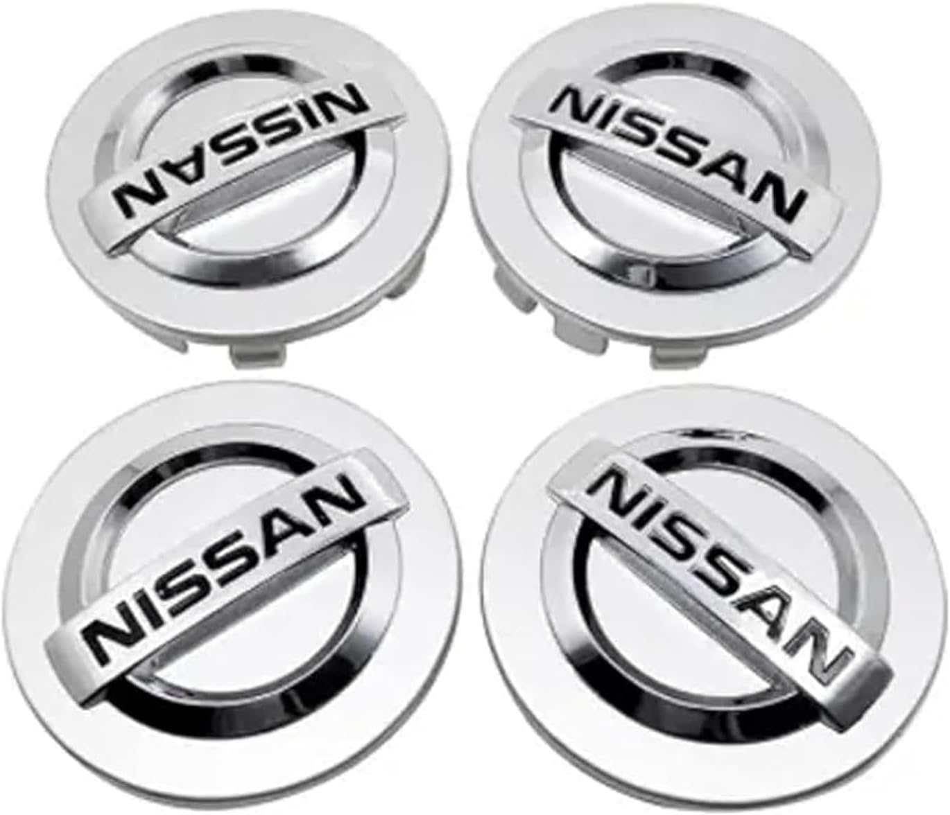 Vier Silberne Radkappen (60 Mm / 2,36 Zoll), Kompatibel Mit Nissan (60 Mm Silber).