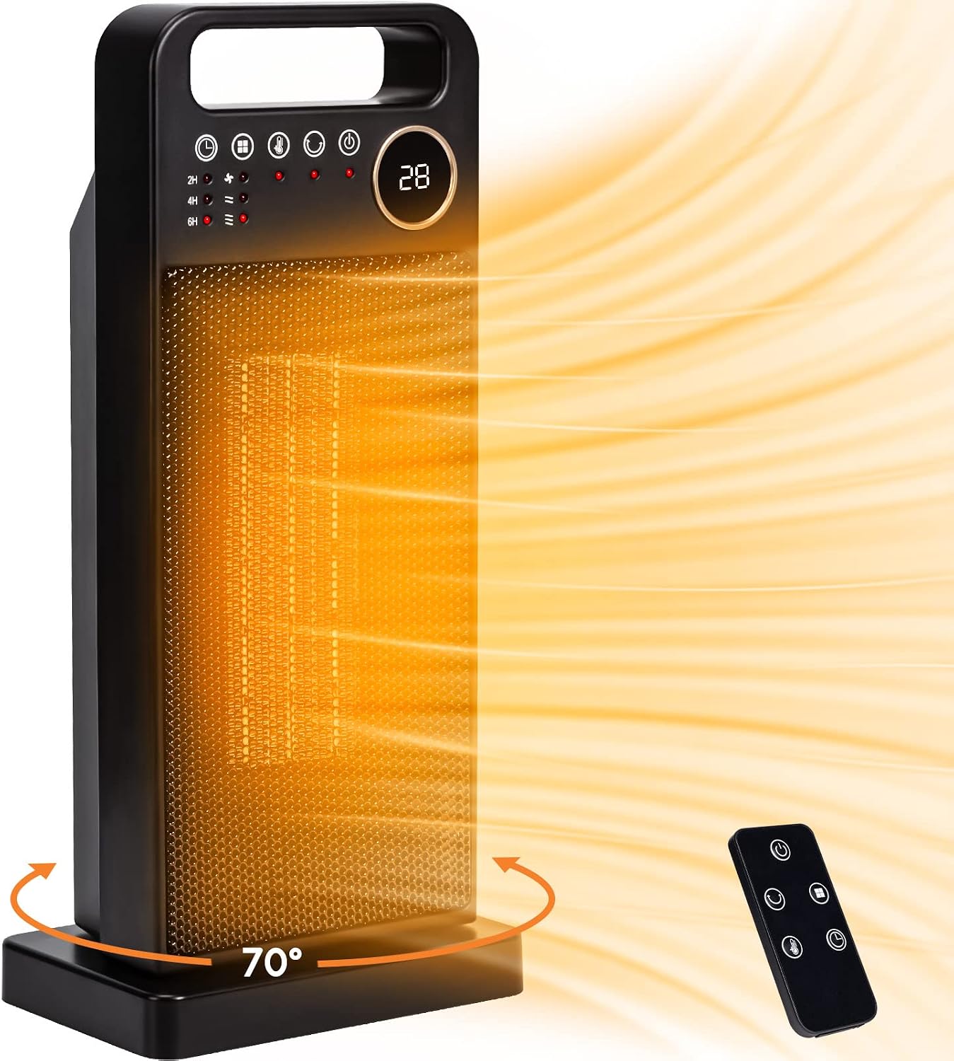 2000-w-zusatzheizung, Eco-keramik-elektroheizkörper, Ptc-elektroheizung, 2-12-stunden-timer, 70°-oszillation, Einstellbares Thermostat, Mehrfacher Schutz, 3 Betriebsmodi, Für Badezimmer Und Homeoffice