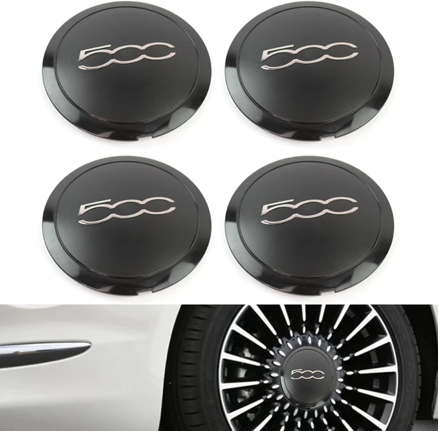 Satz Mit 4 Chrom-radkappen Für Fiat 500, 500e, 500c Und 500l. Kompatibel Mit Den Teilenummern 68078419ac Und 68078421ac. Hitzebeständige Radkappen.