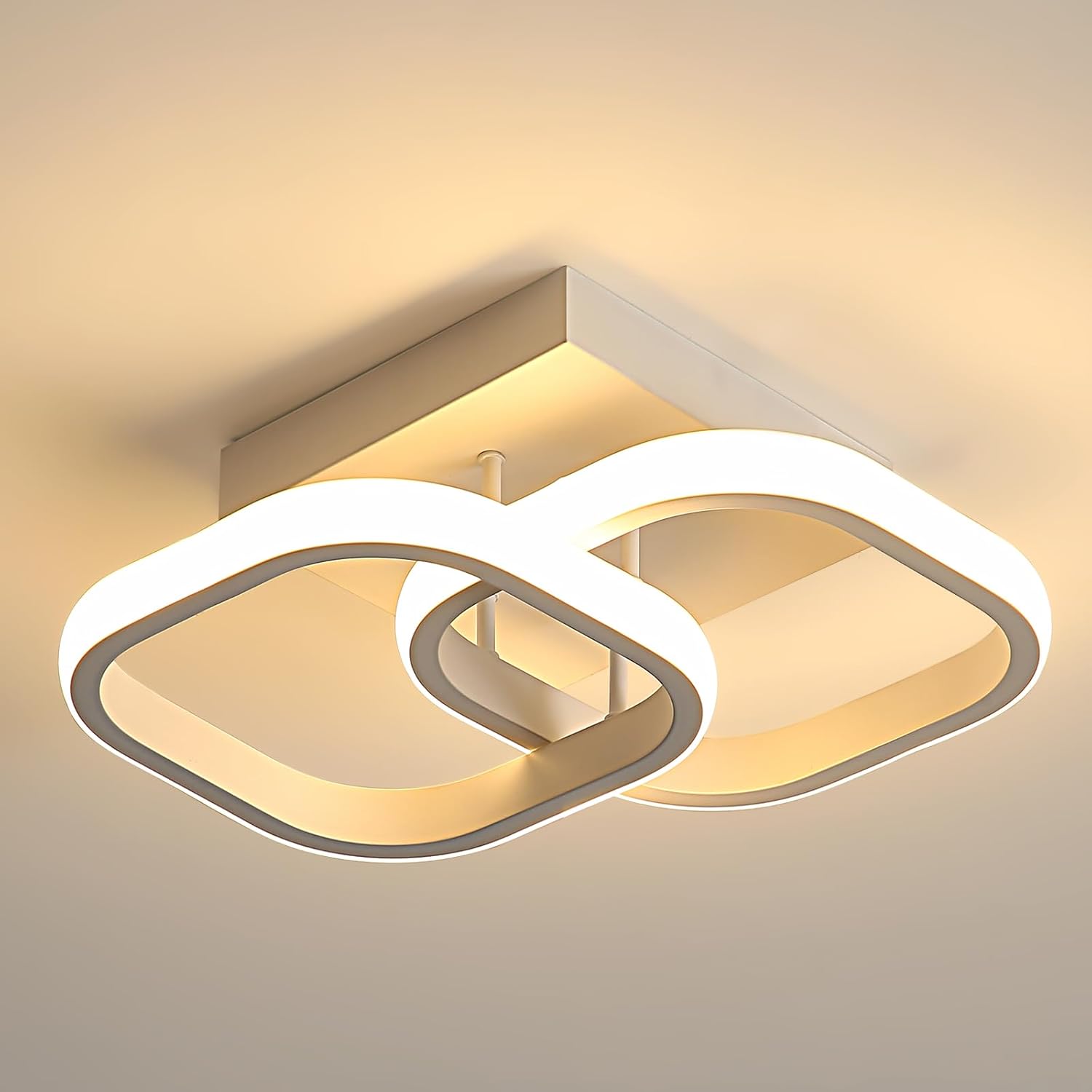 Crea, Moderne Led-deckenleuchte, 22 W, 2475 Lm, Acryl-led-deckenleuchte Für Schlafzimmer, Weiße Quadratische Deckenleuchte Für Flur, Küche, Wohnzimmer, Dreifarbige Dimmfunktion, 29 Cm