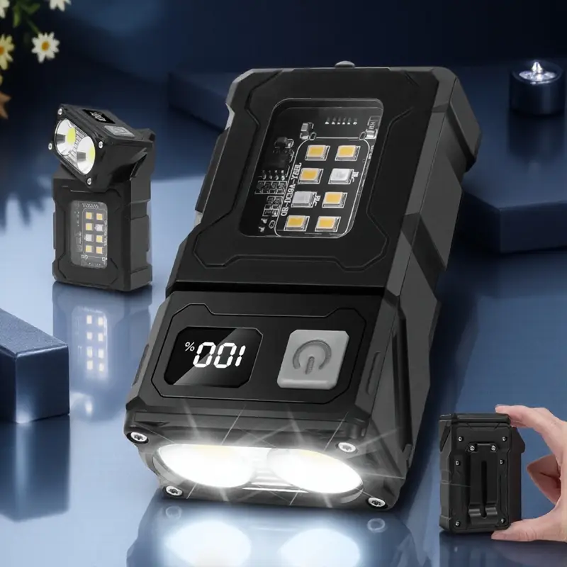 Multiwinkel-cob-led-taschenlampe, Magnetisch, Wasserdicht, Tragbarer Schlüsselanhänger, Fernstrahler, Einstellbares Taktisches Warnlicht Für Notfälle, Zuhause Und Auto