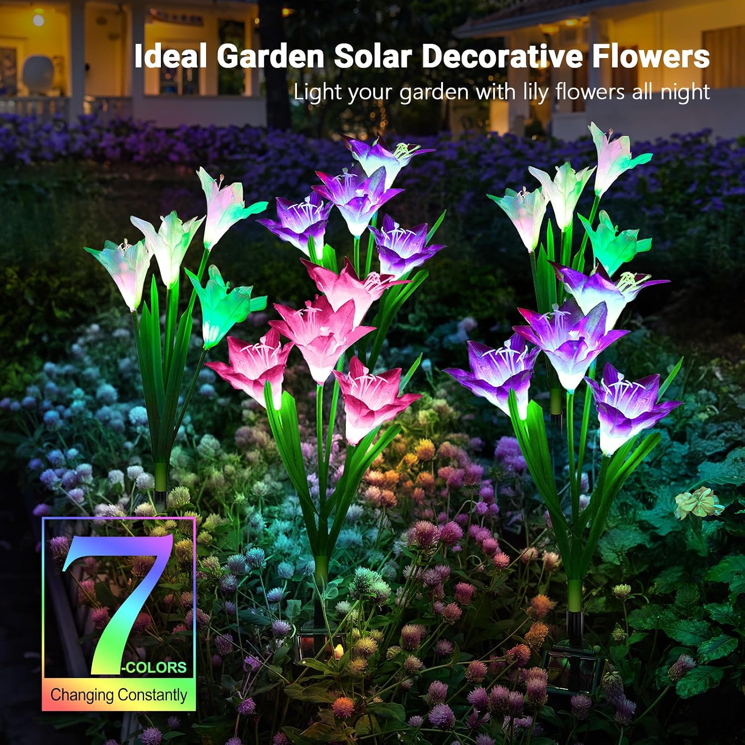Solar-gartenleuchte Für Den Außenbereich, 2 Lilienförmige Led-solar-gartenleuchten Mit Bodenfassung, Geeignet Für Gärten, Terrassen Und Patios (weiß).