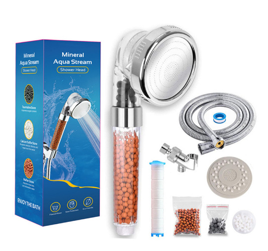 Hochdruck-duschkopf Mit Antikalkfunktion, Dreistufigem Ionenfiltersystem Und Austauschbarem Pp-baumwollfilter (wassersparend)