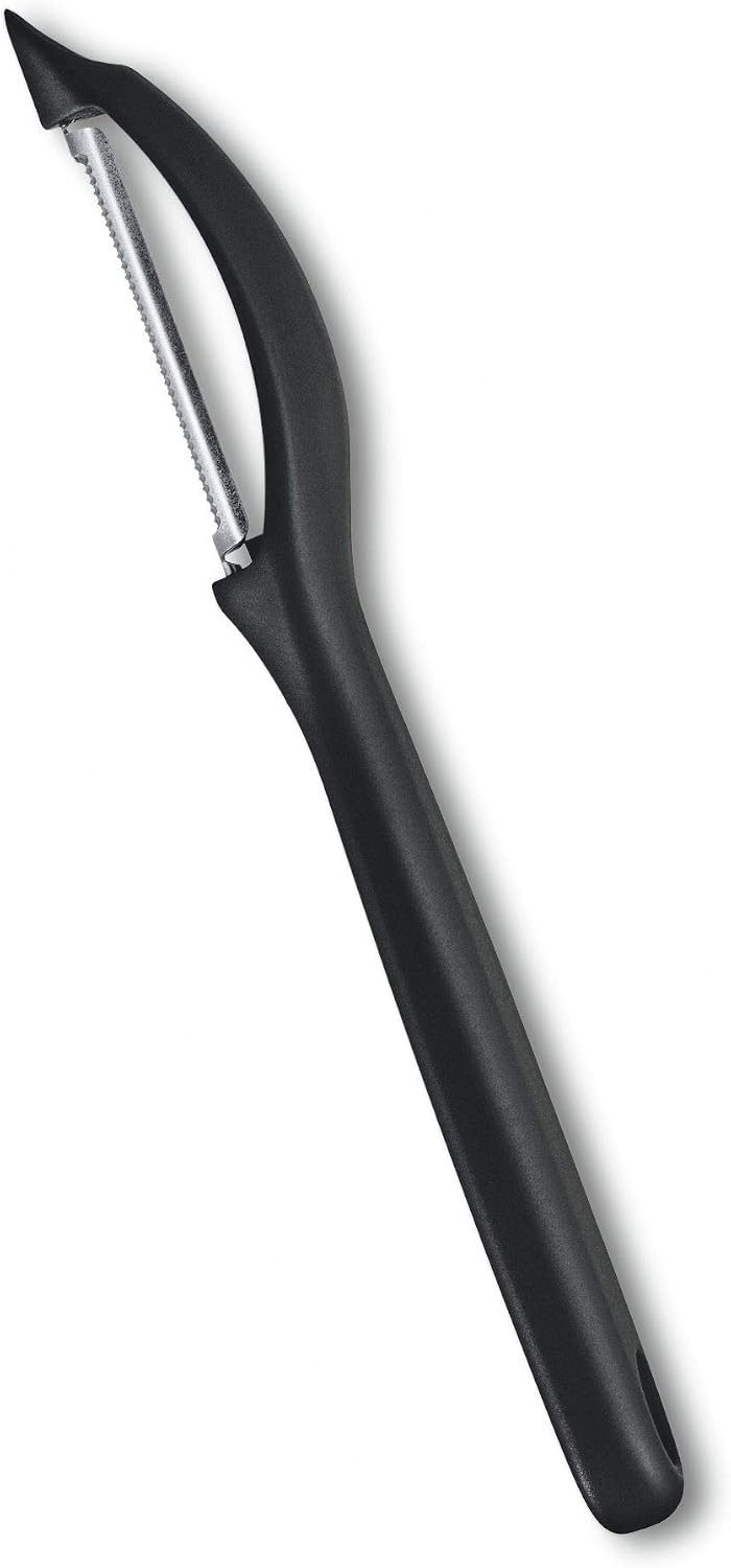 Universeller Obst- Und Gemüseschäler, Extra Scharf, Gezahnte Klinge, Doppelseitig, Ergonomischer Griff, Schwarz