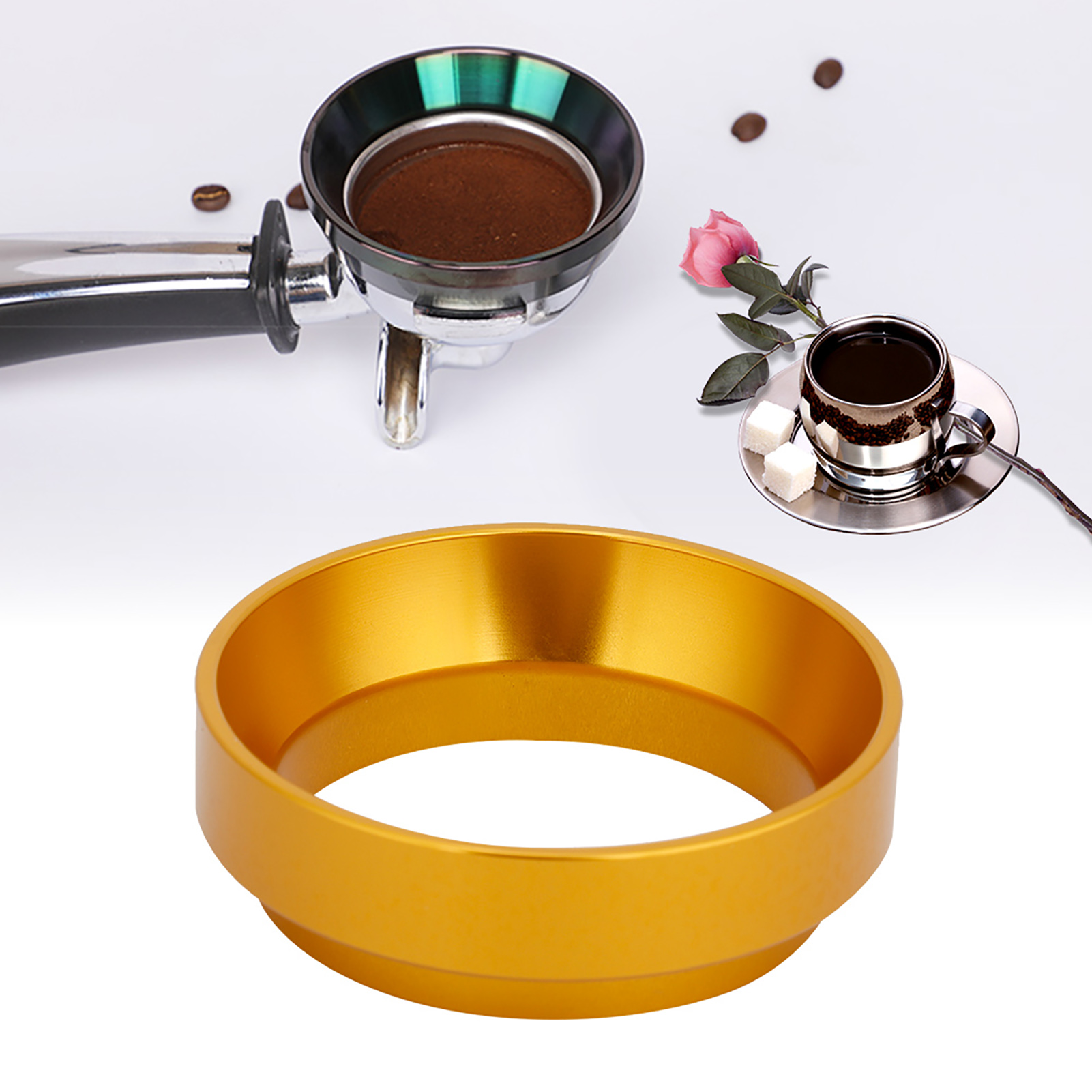 58 Mm Universal-dosierring-trichter Aus Aluminium, Ersatzteil Für Kaffeemaschinen (gold)
