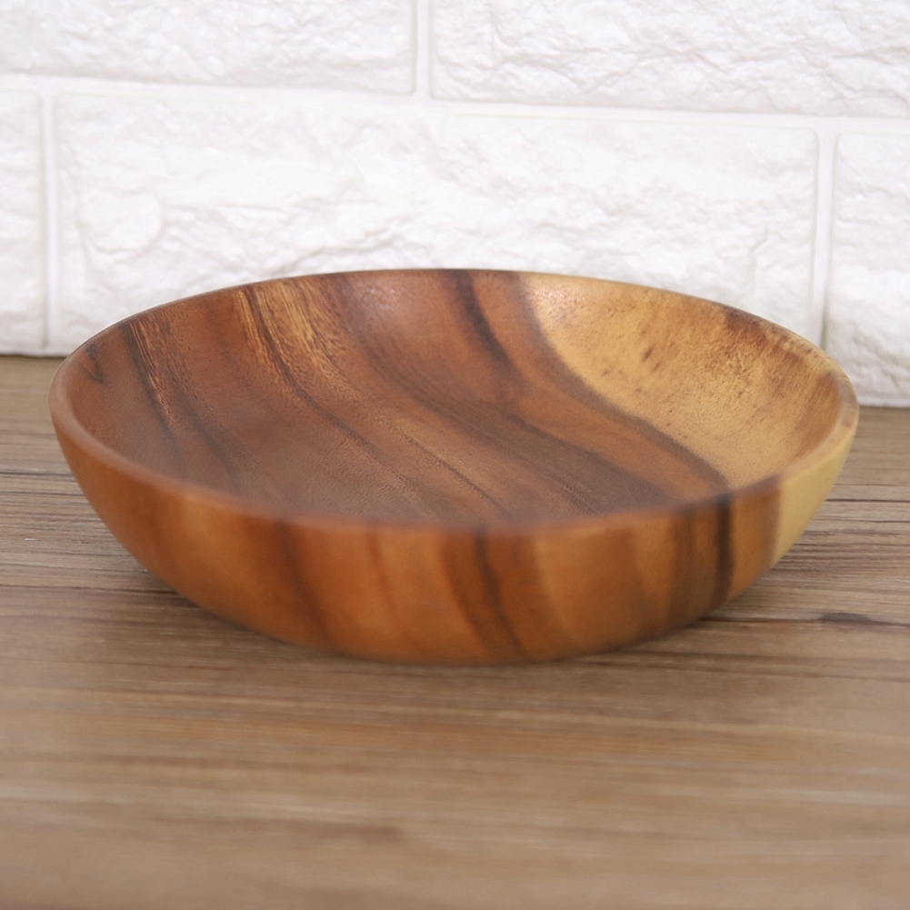 Massive Akazienholzschale Für Salat, Suppe, Reis, Handgefertigte Holzschale, Küchenutensil (20 X 4,5 Cm)