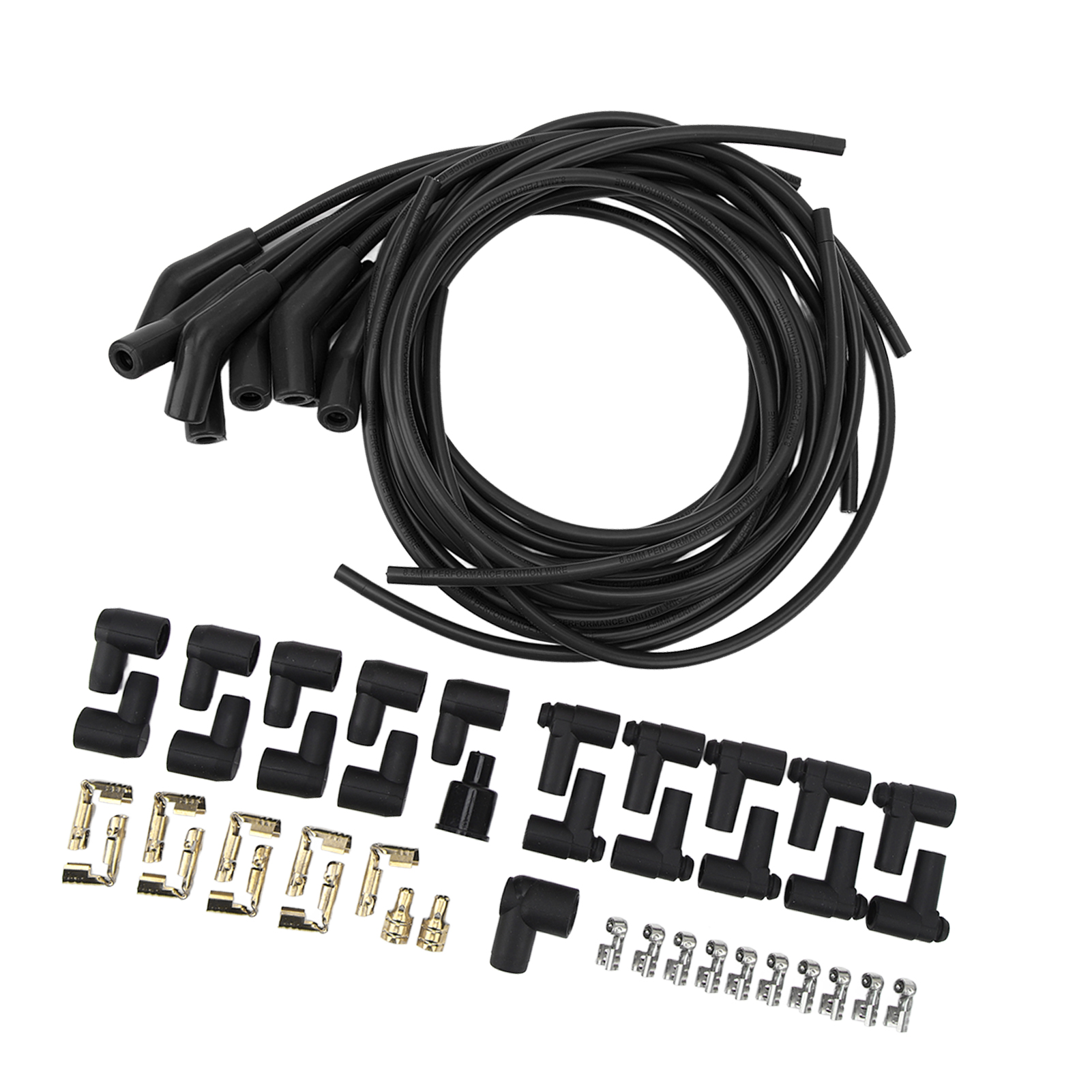 Zündkerzen-zündkabelsatz (45°/135°) Mit Staubschutzkappe, Hochleistungs-8,5-mm-durchmesser, Ersatz Für Chevy, Schwarz