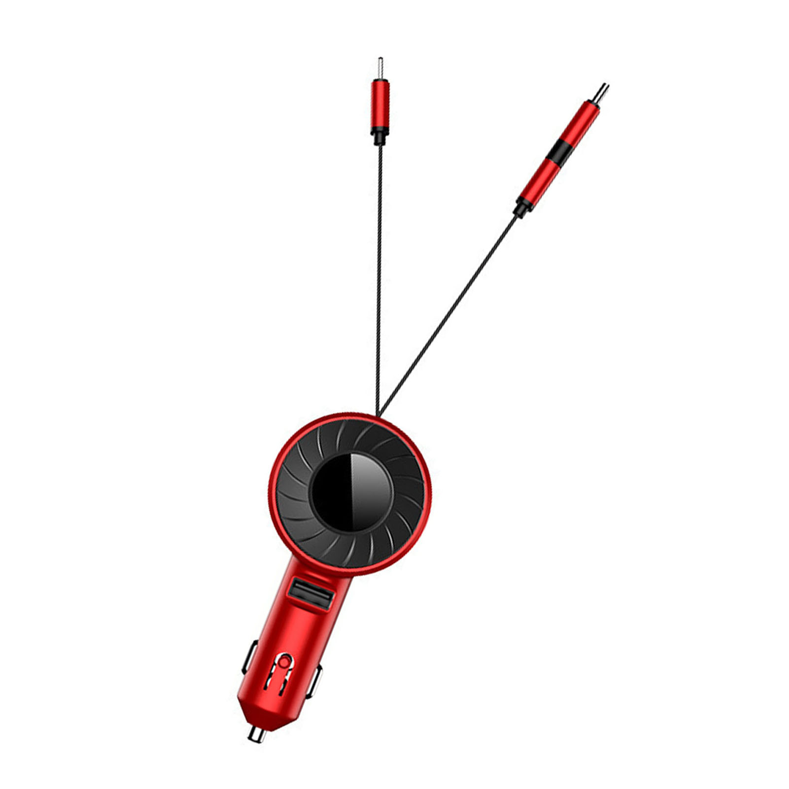 Chargeur De Voiture Usb 3 En 1 Rétractable, 150 Cm De Long, En Plastique, Allume-cigare Portable Pour Automobile, Rouge