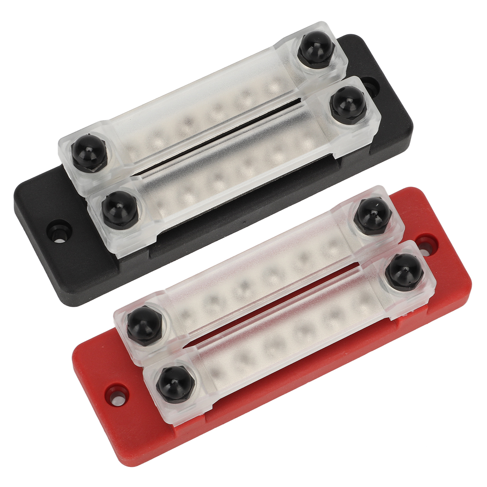 Lot De 2 Blocs De Distribution Électrique Noir Et Rouge 12-48 V 150 A, Double Rangée, 6 Bornes, Pour Voitures, Camping-cars, Bateaux, Yachts Et Camions