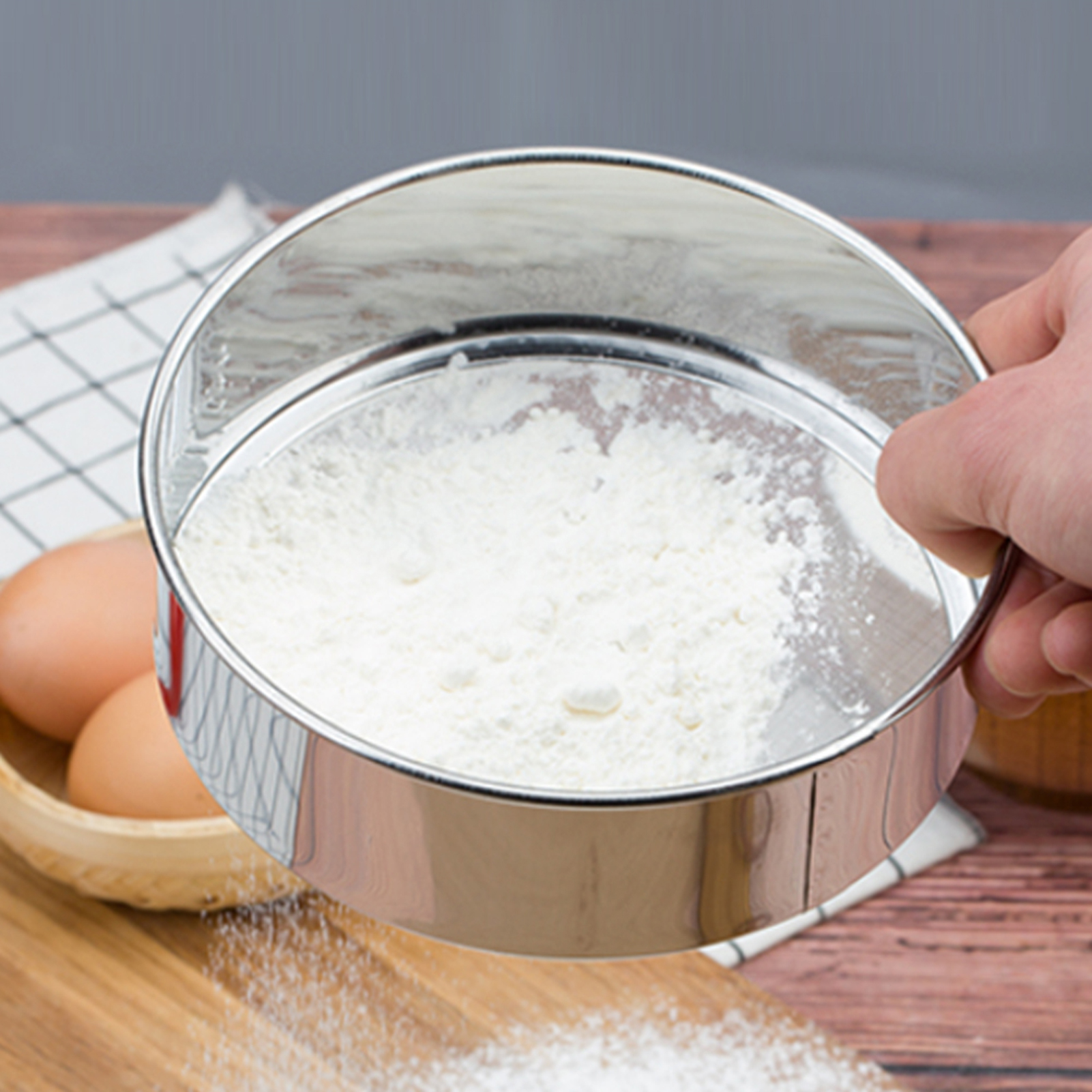 Manuelles Mehlsieb Aus Edelstahl Für Die Küche – Küchenhelfer Zum Kochen Und Backen