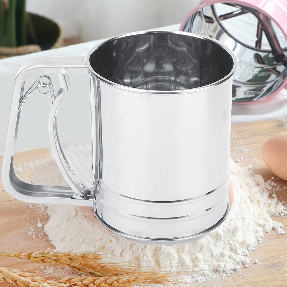 Küchensieb Aus Edelstahl, Doppellagig, Manuell, Mehlsieb, Abtropfsieb, Küchenhelfer Zum Kochen Und Backen