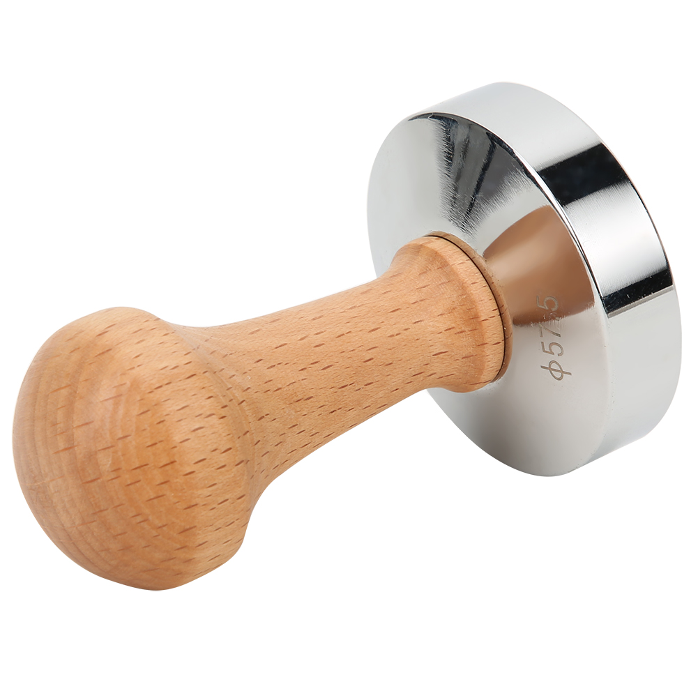 Kaffeepulverstampfer Aus Edelstahl (57,5 Mm) Mit Holzgriff, Zubehör Für Kaffeemaschinen