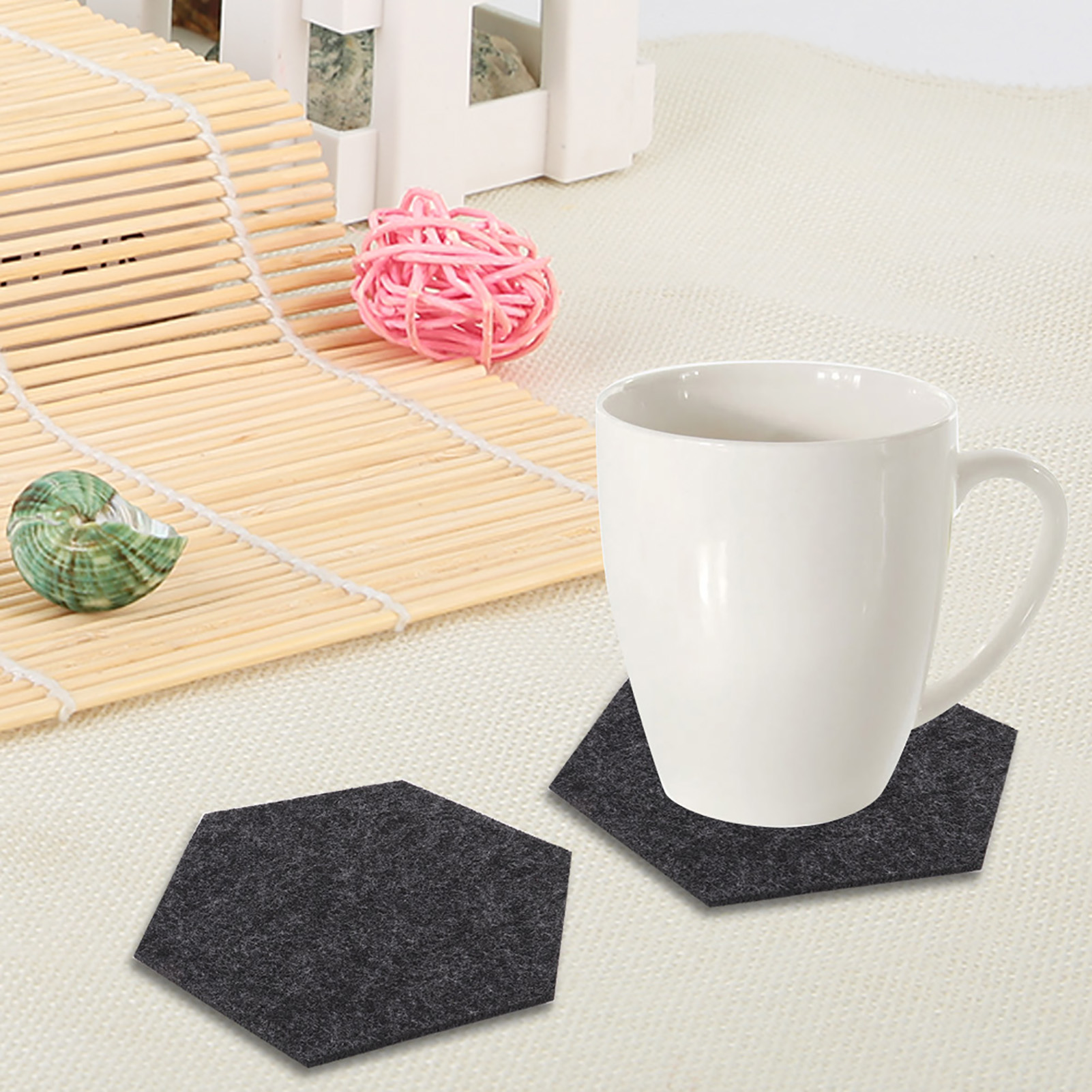 10er-set Filz-becheruntersetzer, Sechseckig, Für Bier Und Kaffee