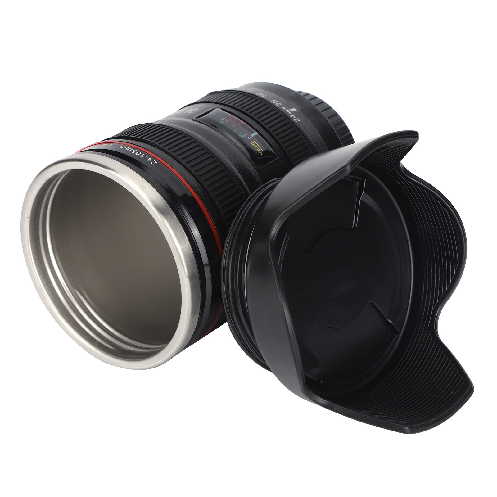 Kaffeetasse Aus Edelstahl Mit Einziehbarem Deckel Und Kameraobjektiv-simulation – Das Perfekte Geschenk Für Fotografie-begeisterte