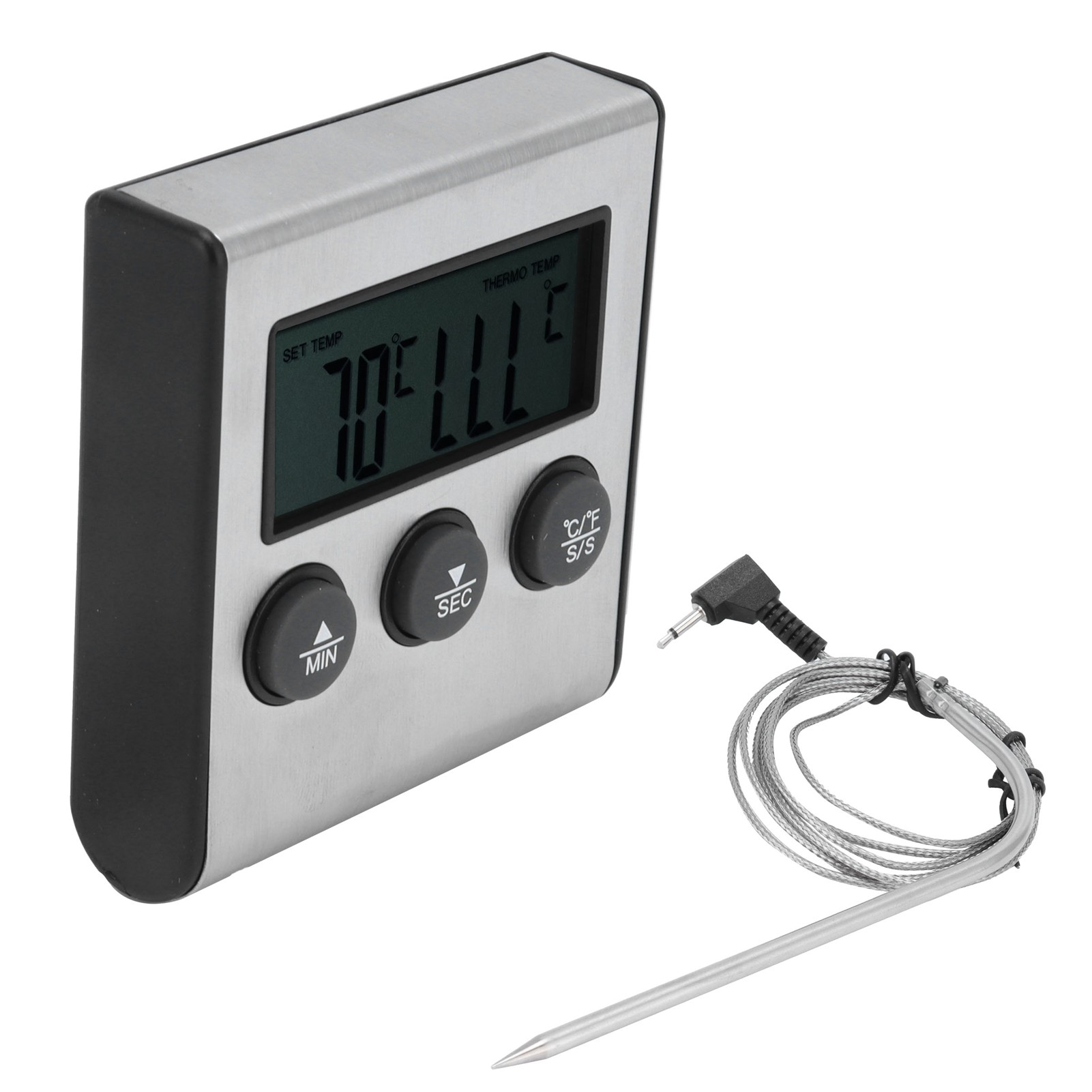 Digitales Fleischthermometer Mit Klappbarer Sonde, Timer Und Alarm Für Die Küche