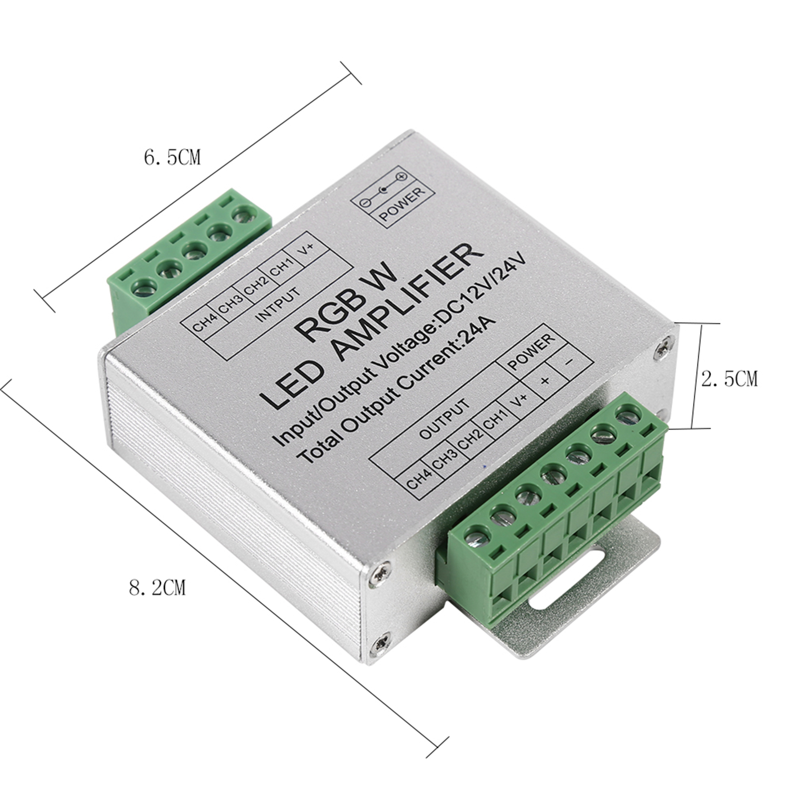 Dc12-24v 24a Rgbw-signalverstärker Mit 4-kanal-ausgangsschaltung, Aluminiumgehäuse, Led-streifen-controller
