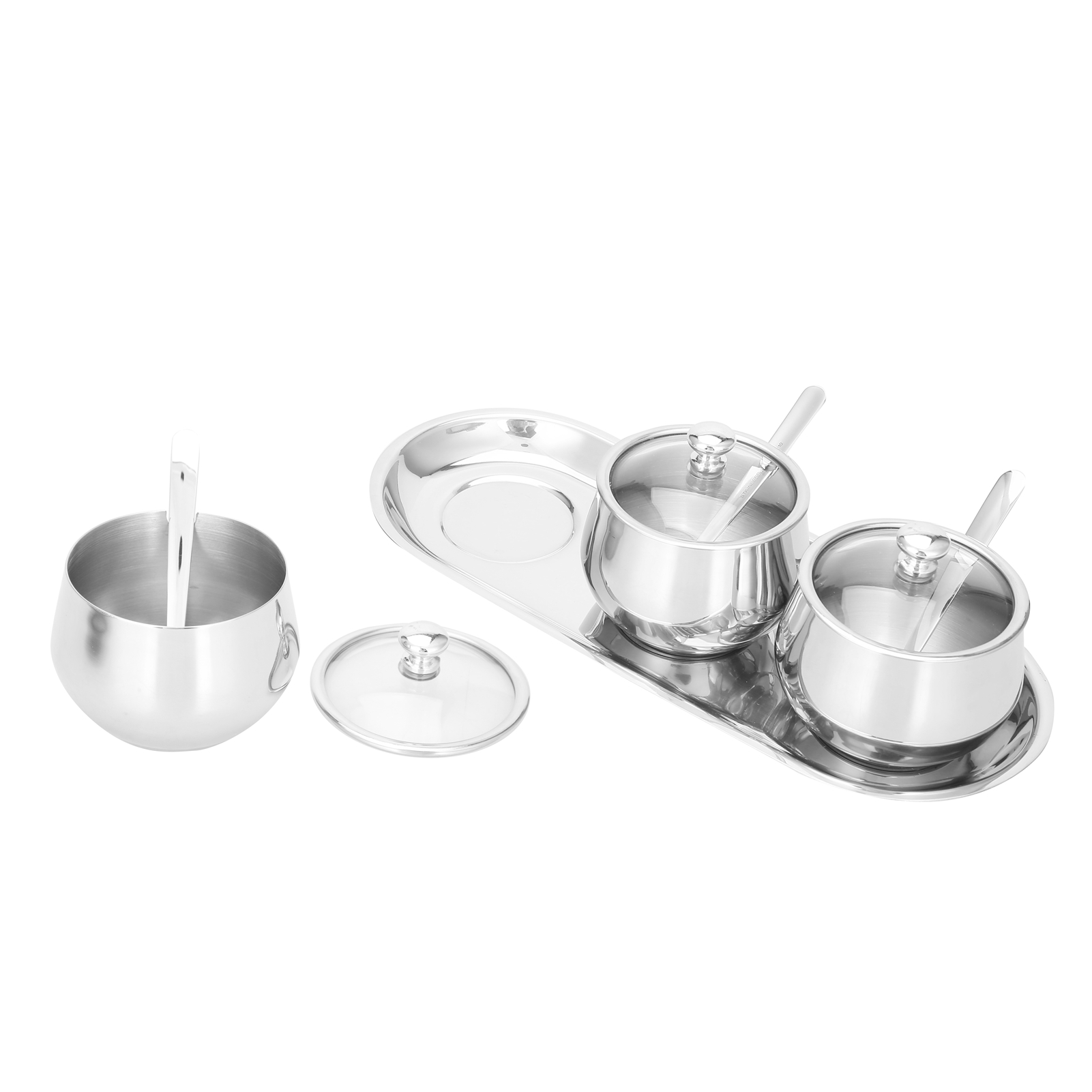 3-teiliges Gewürzbehälter-set Aus Edelstahl 304 Mit Deckel Und Löffel