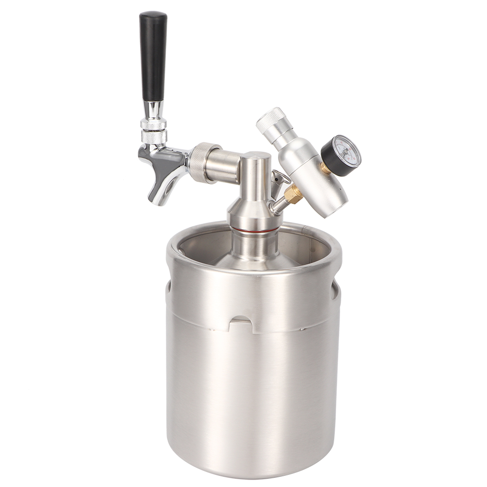 2-liter-edelstahl-bierfass-heimbrausystem-set Mit Karbonisierungshahn Und Mini-co2-regler