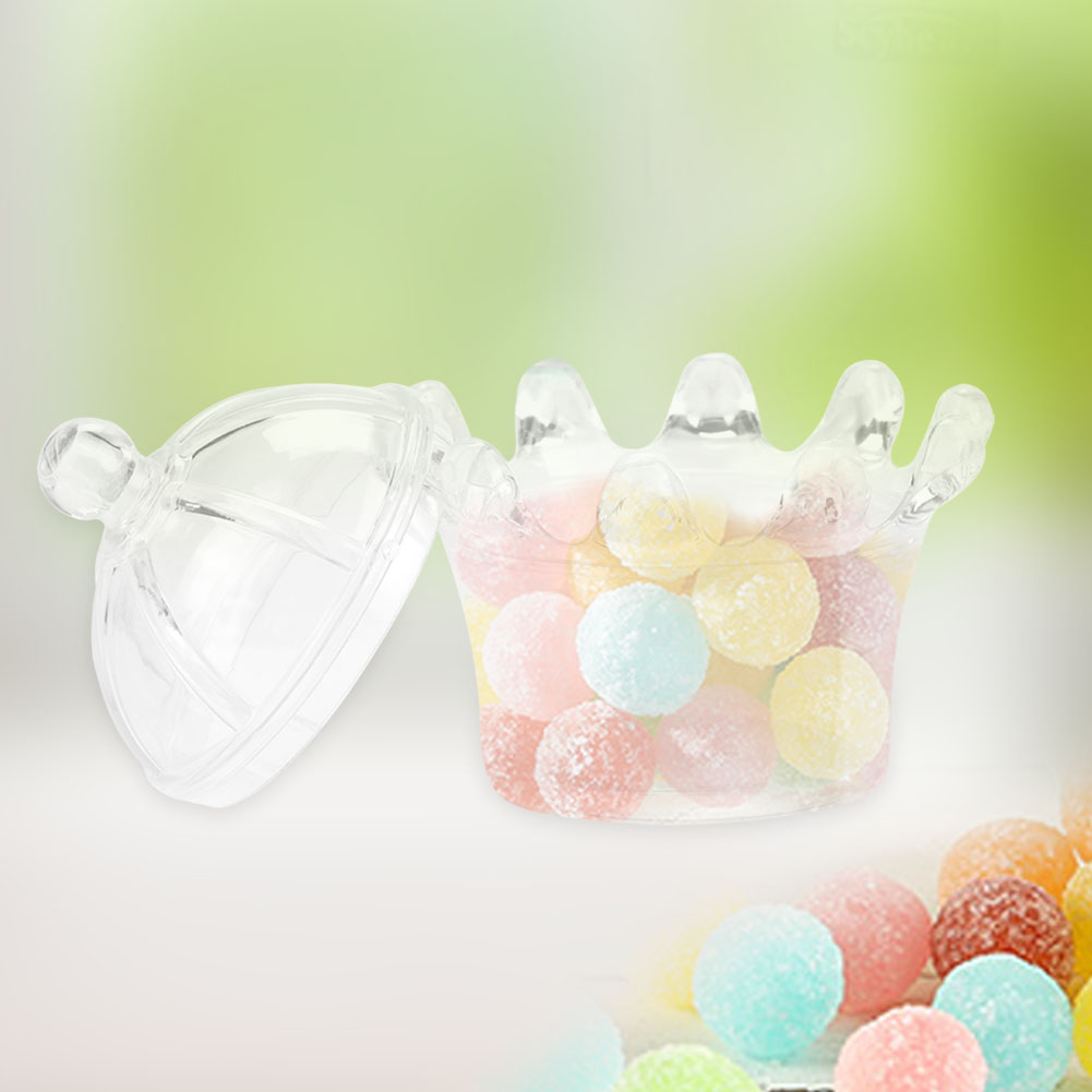 12 Stück Transparente Geschenktüten, Kronen-kunststoff-bonbonboxen Für Partygeschenke, Schokoladenboxen (weiß)