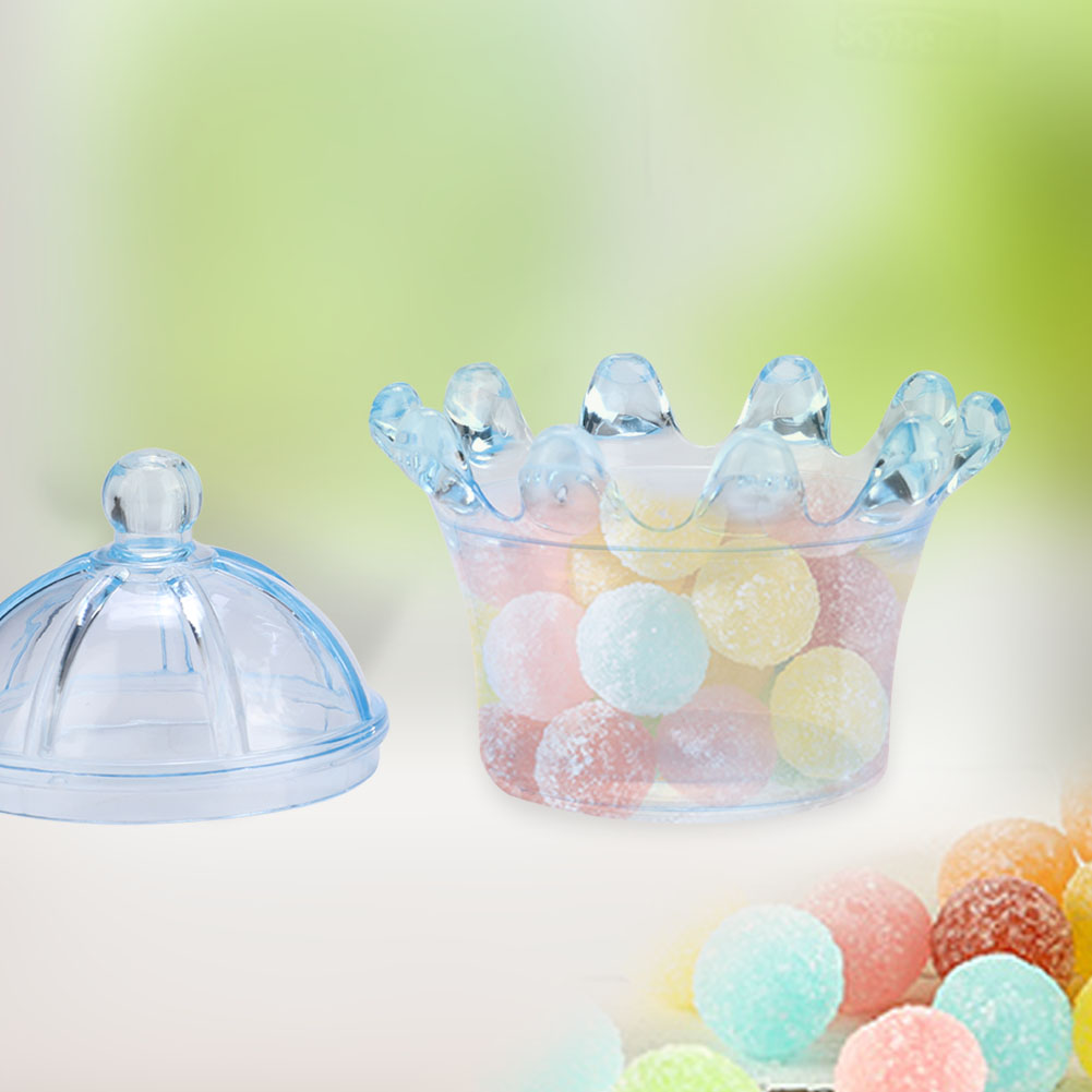 12 Stück Geschenktüten, Transparente Kronen-kunststoff-bonbonboxen Für Partygeschenke, Schokoladenboxen (blau)