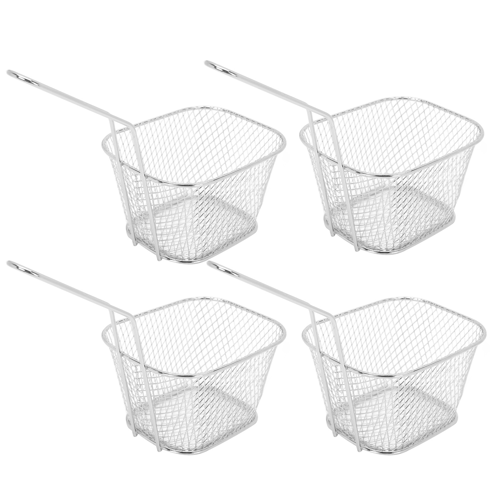 4-teiliges Frittiernetz Aus Edelstahl, Kochsieb Für Pommes Frites, Küchenhelfer, Silber